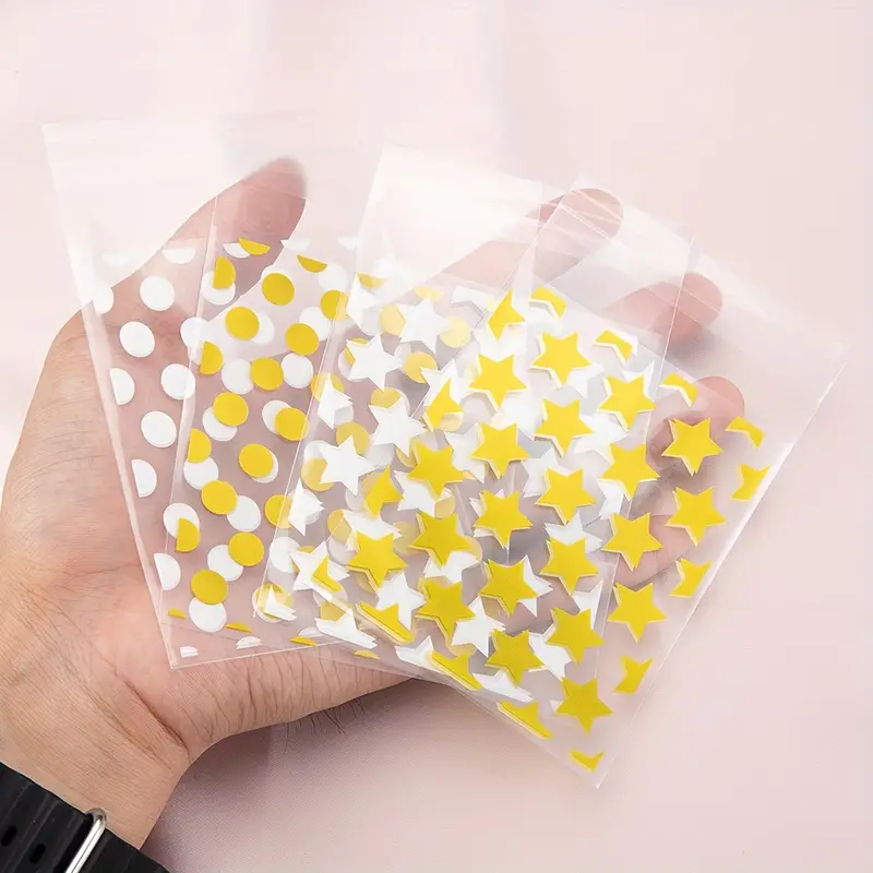 Packaging Plastic Bags Golden Hoop/white Star Pattern - Temu