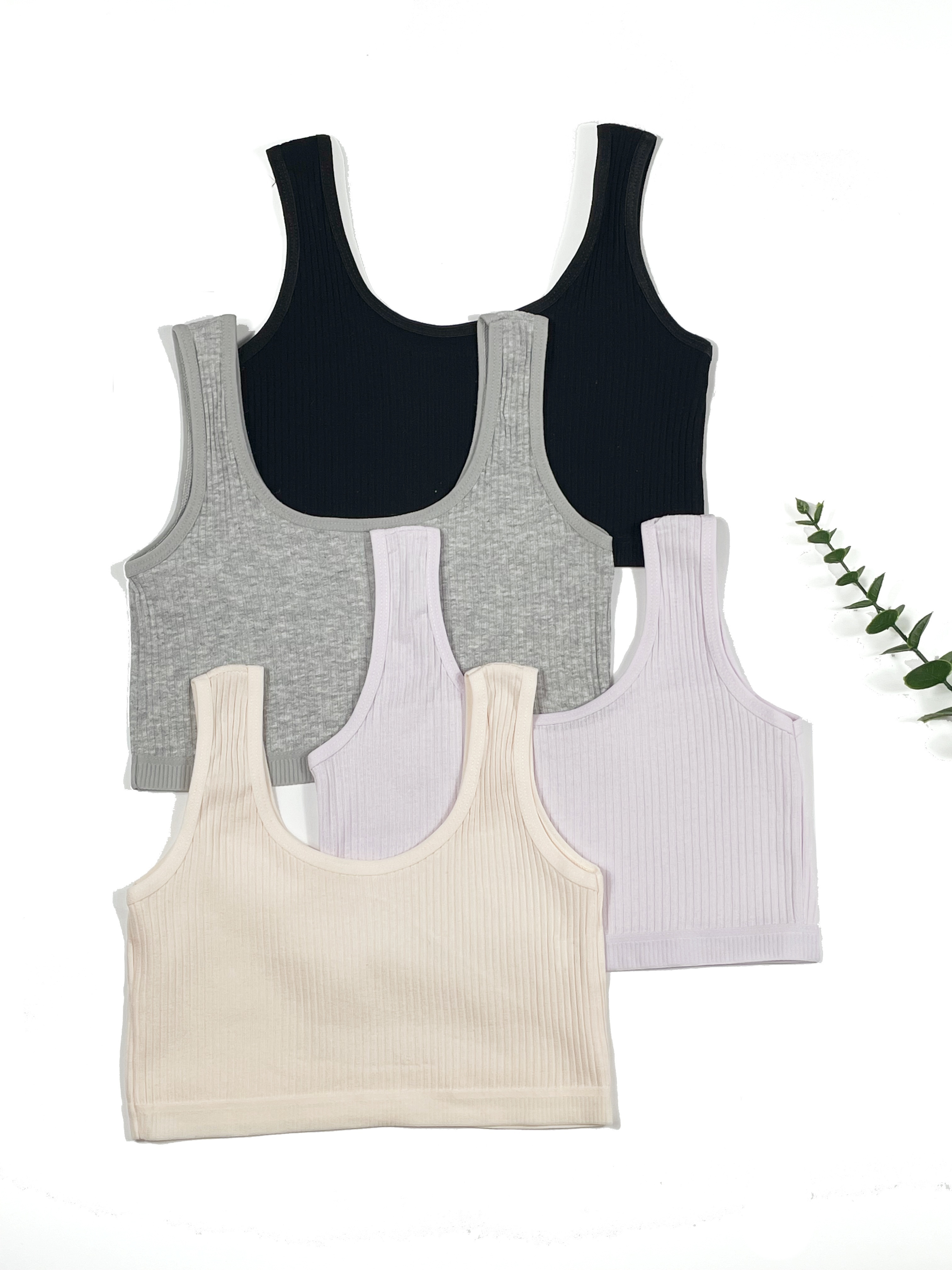 Girls No Steel Ring Bras, Knit Cami Bra - Temu Canada