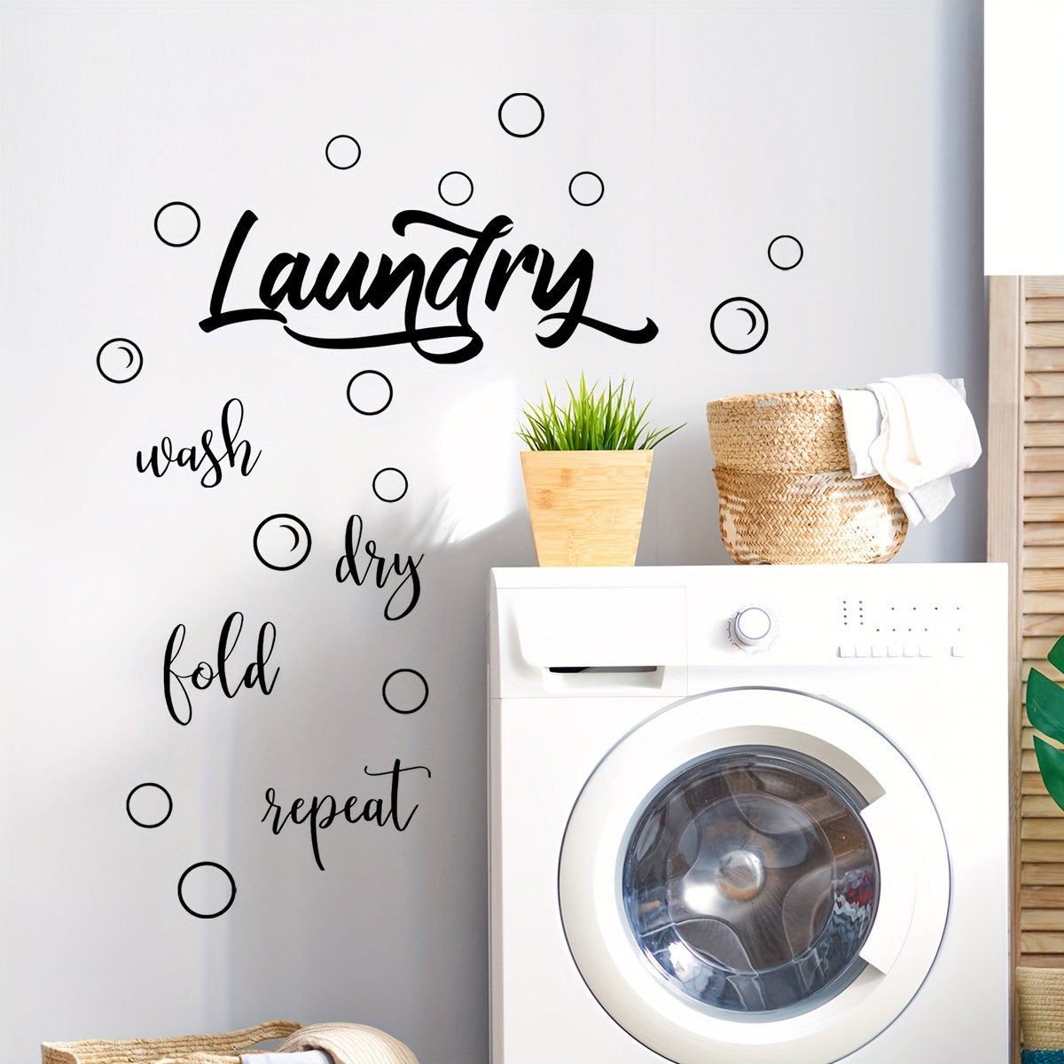 Calcomanías de vinilo para lavar y secar en lavadoras, combo de lavadora y  secadora con diseños creativos de hojas grises para lavandería, 20 x 20