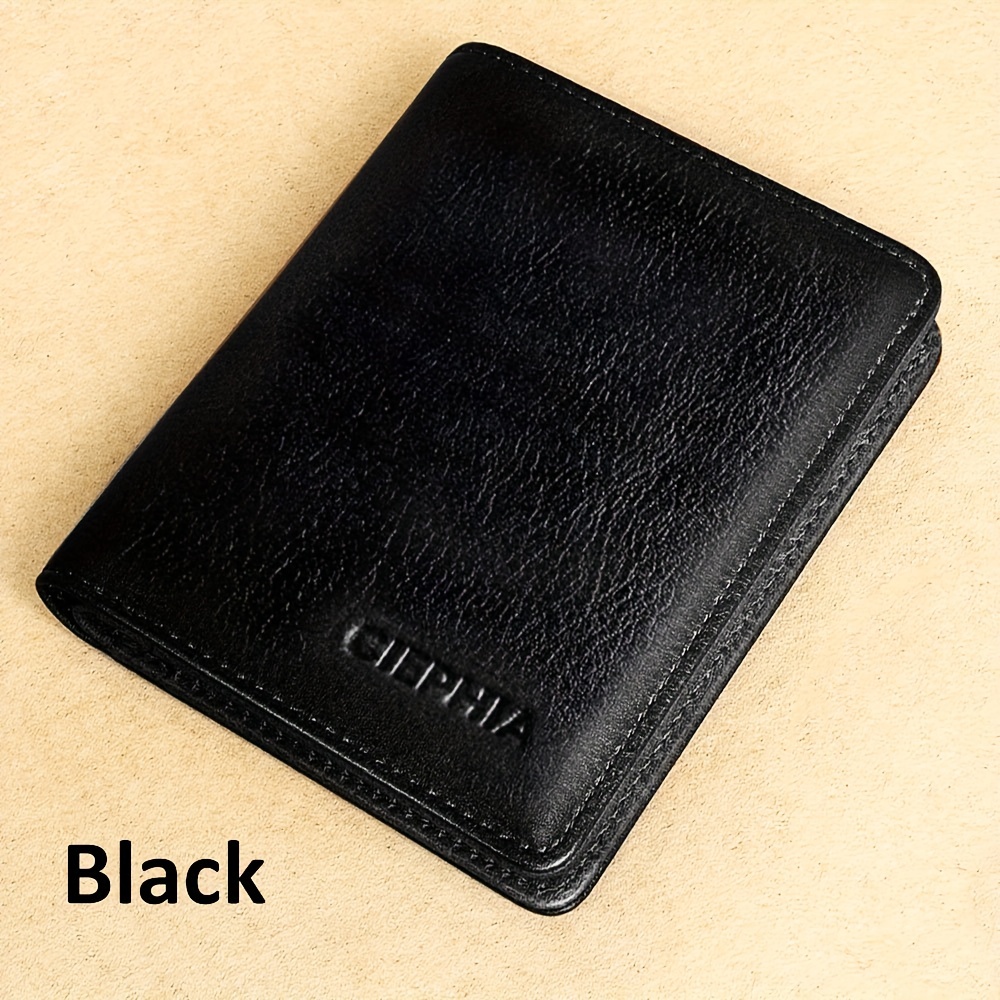 Genuine Leather Wallet For Men Rfid Blocking Vintage Slim Short Bifold  Wallet With Id Card Window Business Card Holder Money Bag Gifts For Men -  Temu