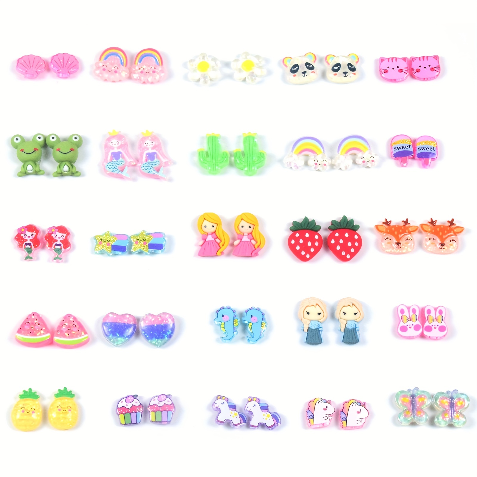 Clip On Earrings for Girls, 10/20 Pairs Party Favor Pretend Princess Play  Jewelry for Little Girls Clip On Earrings Kids Toddler Dress Up Cute  Unicorn