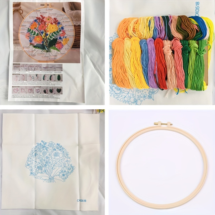 Diy Knitting Crochet Embroidery Kit With Embroidery Hoop - Temu