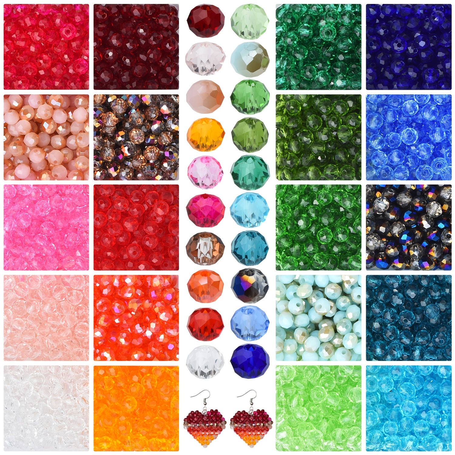 

3000pcs 10 Grids 2 Boxes Set 4mm Flat Beads Colorful Porcelain Jade Electroplated Symphony Crystal Glass Beads For Diy Earrings Bracelet Necklace Nail Art Mobile Phone Chain Jewelry Making Supplies