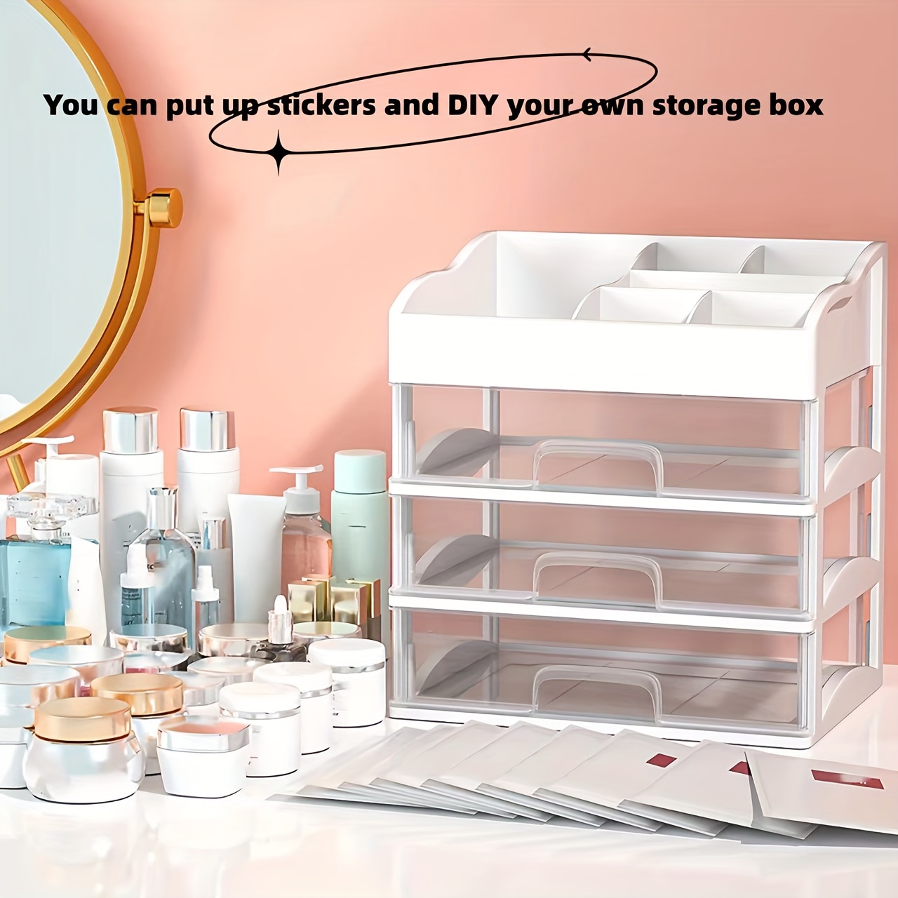 Pop-up Desk Drawer Organizer With Lid - Perfect For Kitchen, Office, And  Bathroom Storage - Ideal For Cotton Swabs, Makeup, Floss, And Plastic  Dresser Organization - Temu