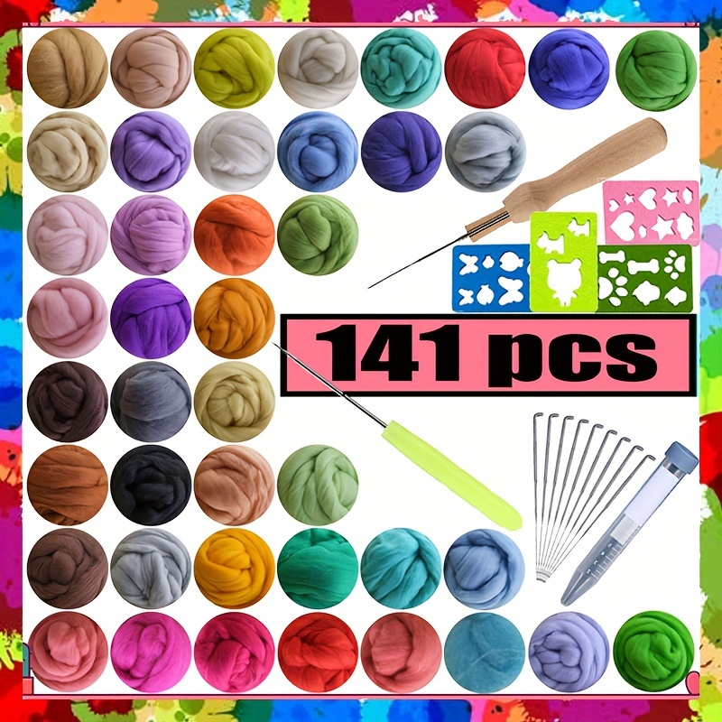 Miusie 40 Colors Wool Roving Wool Felt Kit Diy Needle Felting Needles Needle  Felting Supplies For Needle Felting Starter Kit - Felt - AliExpress