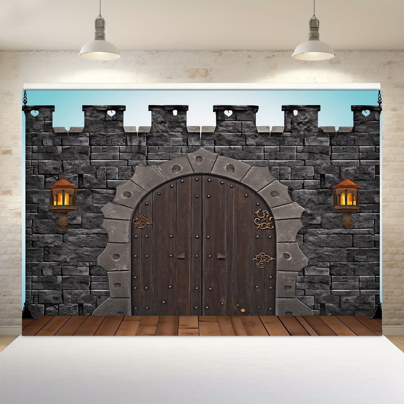 

1pc Medieval Castle Background, Knight Decoration Castle Wall Background, Kingdom Guardian Vbs Medieval Themed Party Supplies Decorations, 59x39 Inch