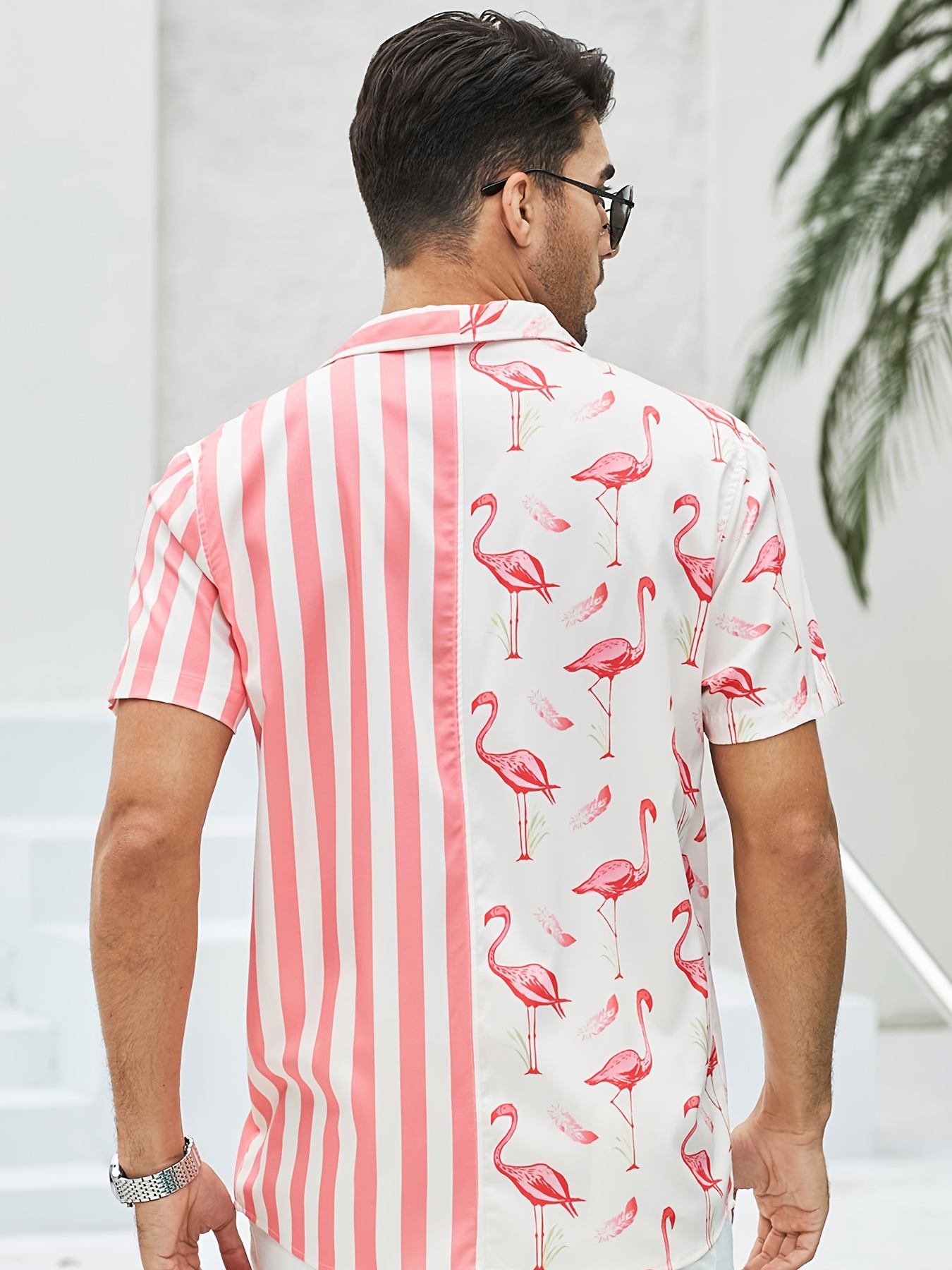 Flamingo Hawaiian Shirt, Pink Stripe Line Flamingo Beach Shirts - Printing  Ooze