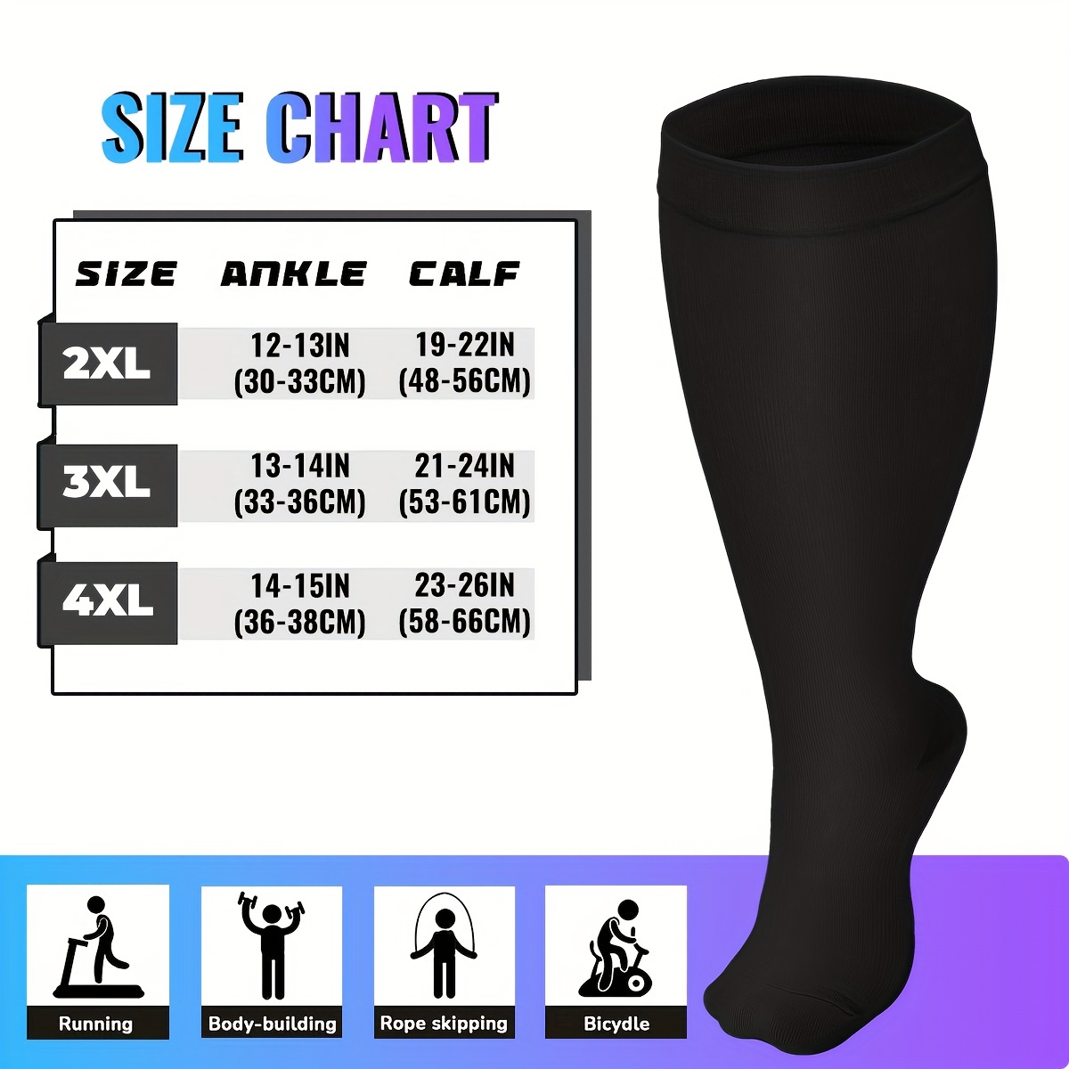 Plus Size Copper Sports Compression Socks For Women Pregnancy & Men  Circulation Better Blood Flow Best For Adult Nurses Medical Athletic  Running Nurses Hiking Cycling