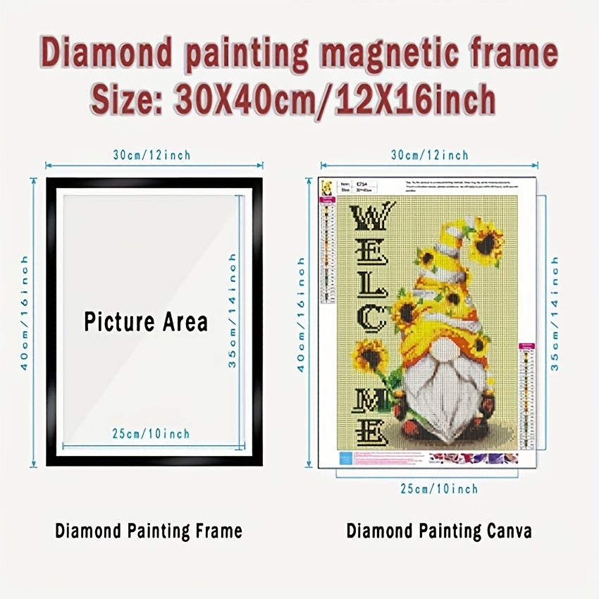 1pc Magnetic Diamond Art Frame Adhesive Photo Frame For Home