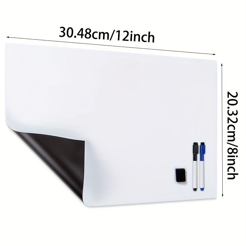 Calendario magnético de pizarra blanca de borrado en seco para refrigerador  (16 x 12 pulgadas), hoja de pizarra blanca para refrigerador con 3