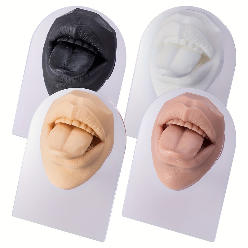 Soft Silicone Tongue Model, Mouth Open, Fake Tounge, Flexible Human Tongue  Mouth Mold with Teeth, Body Parts for Practicing Piercing Acupuncture