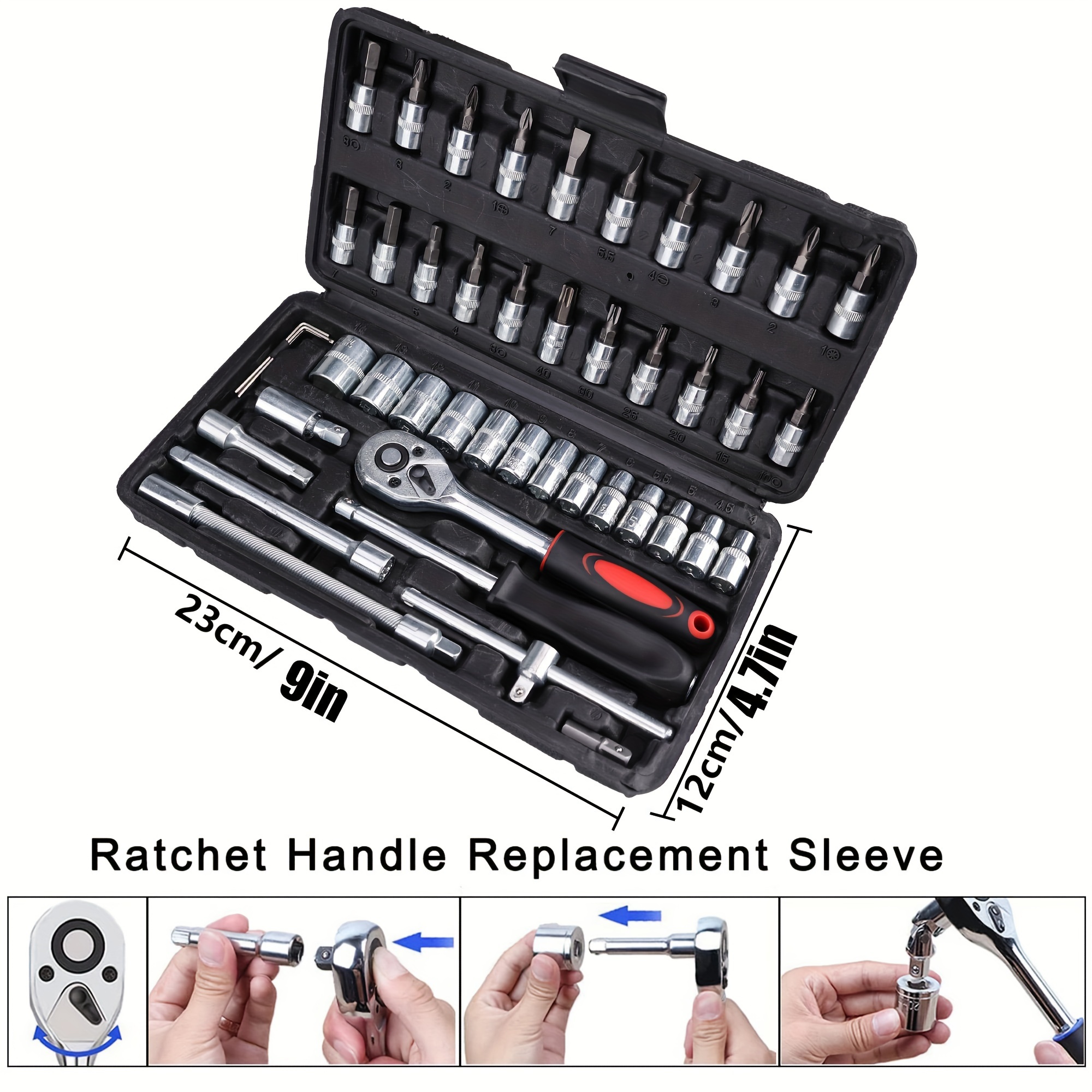 Car Repair Tool Kit Socket Wrench Set With Ratchet Torque - Temu