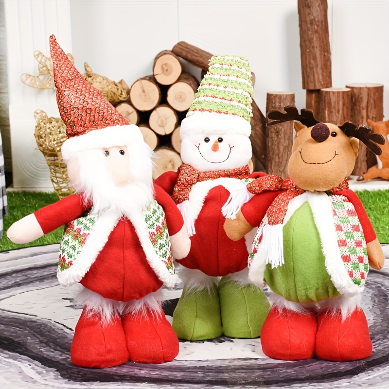 Comprar Adorno de muñeco de peluche de Navidad, pierna retráctil, relleno  de pie, Papá Noel, muñeco de nieve, reno, peluches, decoración de mesa para  fiesta navideña en casa, nuevo