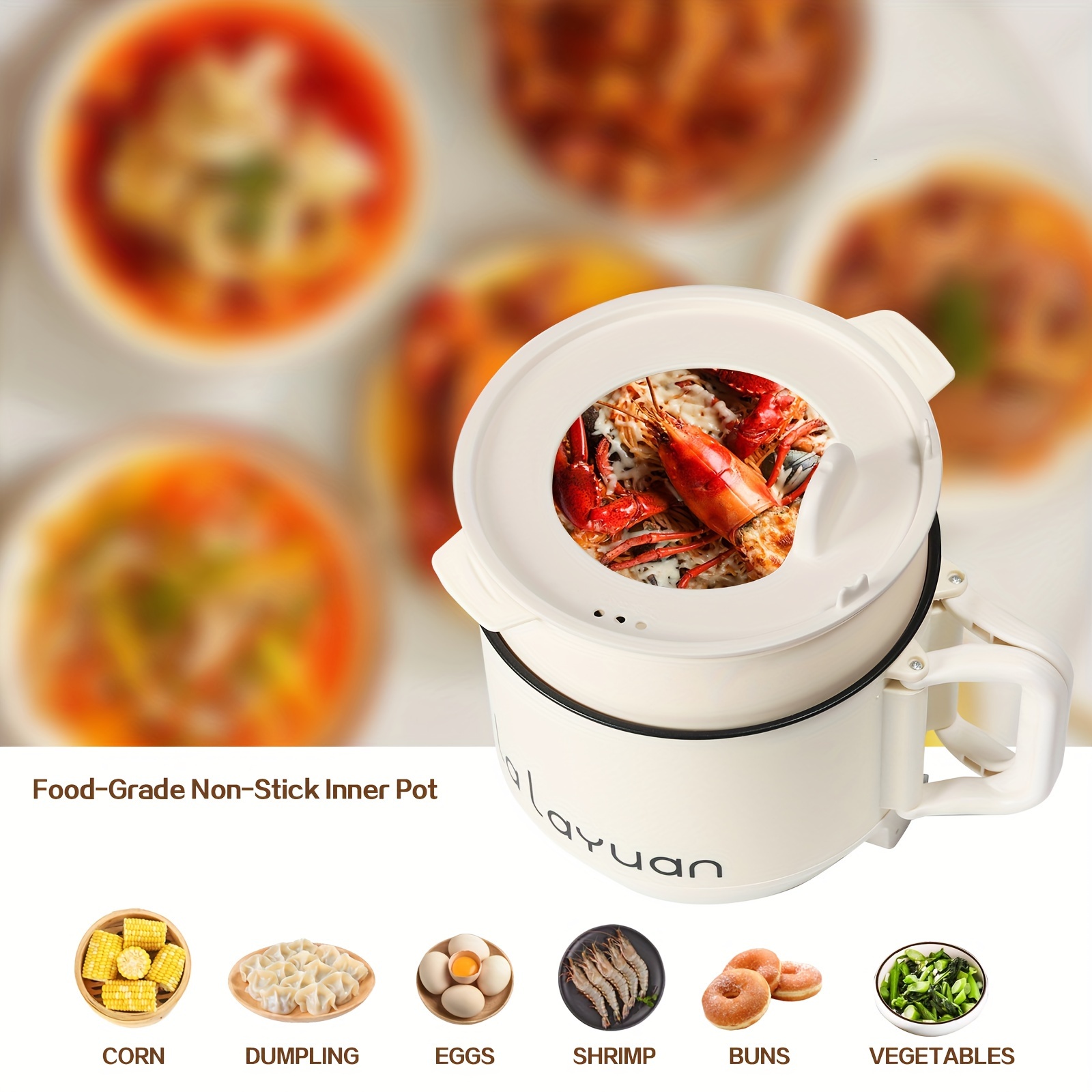 Bear Electric Hot Pot With Steamer Rapid Noodles Cooker And - Temu