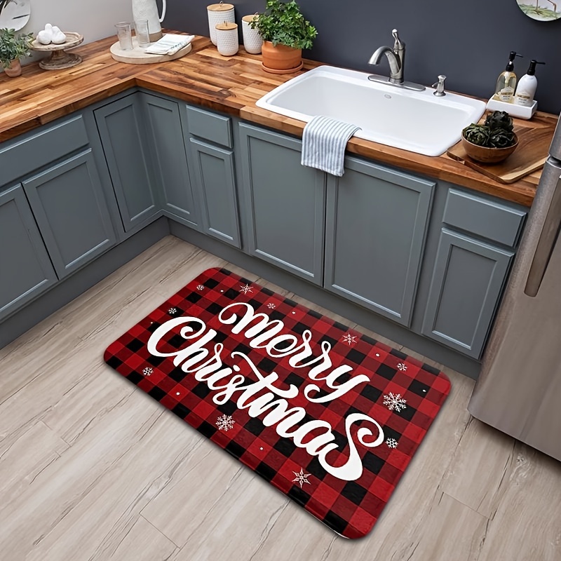 Buffalo Plaid Kitchen Rugs Set Sweet Home Farmhouse Decor Kitchen Mat Black  and White Rug, Water Absorb Christmas Kitchen Rug Checkerboard Rug for