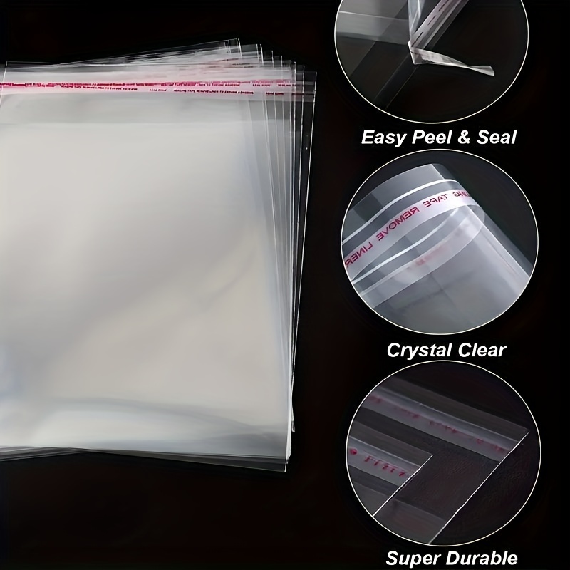 11 SIZES 100pcs Clear Self Adhesive Seal Plastic Bags 