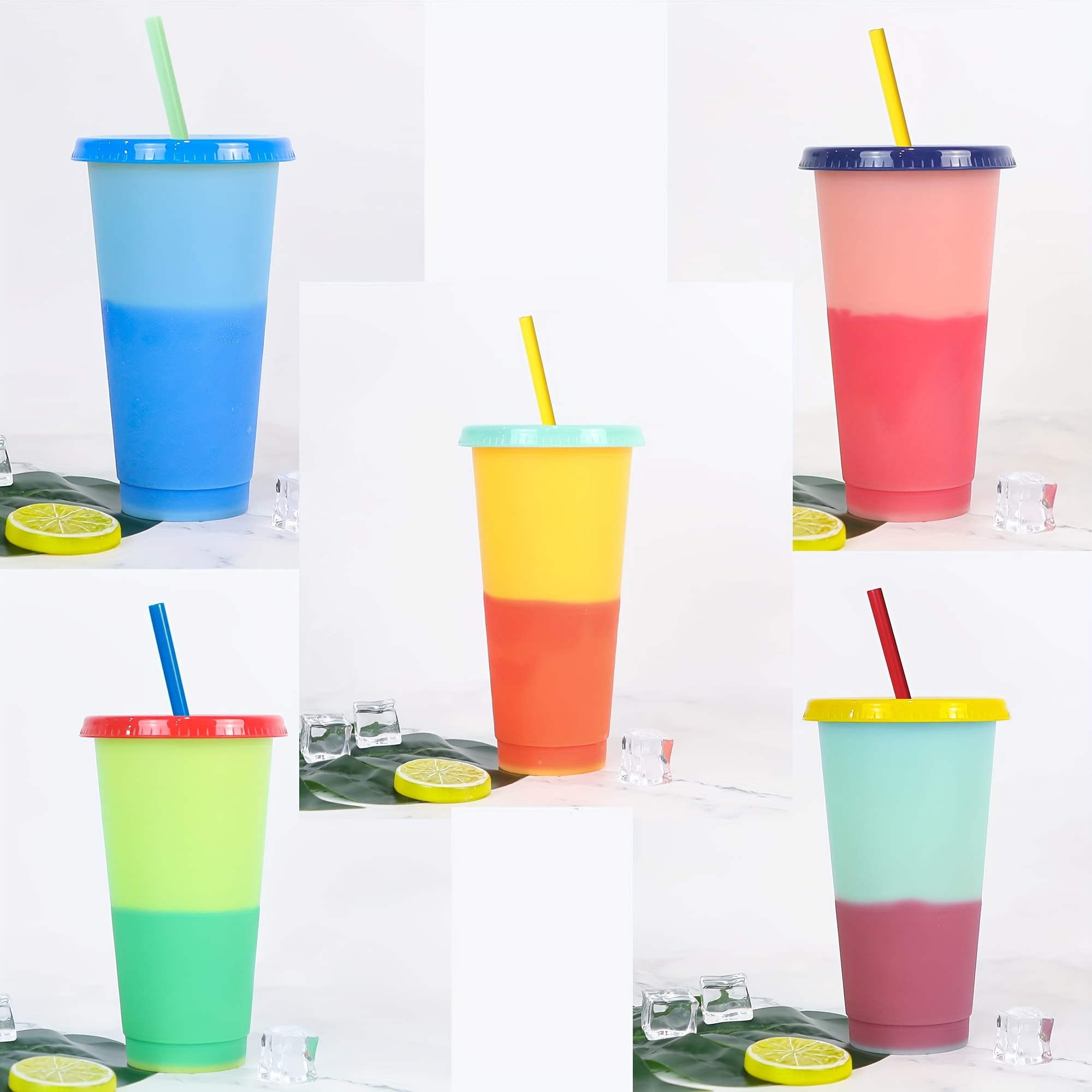 Frío reutilizable de plástico la magia de la temperatura de consumo cambian  de color tazas taza de cambio de taza de café vasos con tapa y la paja -  China Botella de