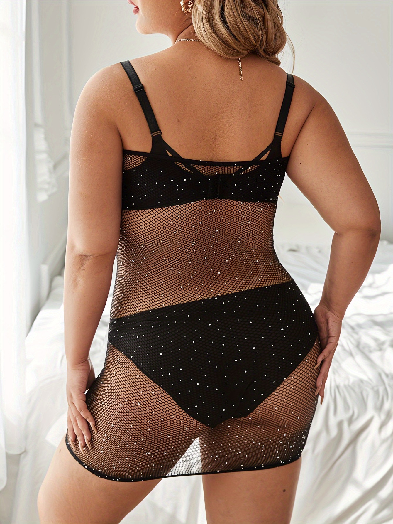 Plus Size Sexy Lingerie Bodysuit Women's Plus Rhinestone - Temu