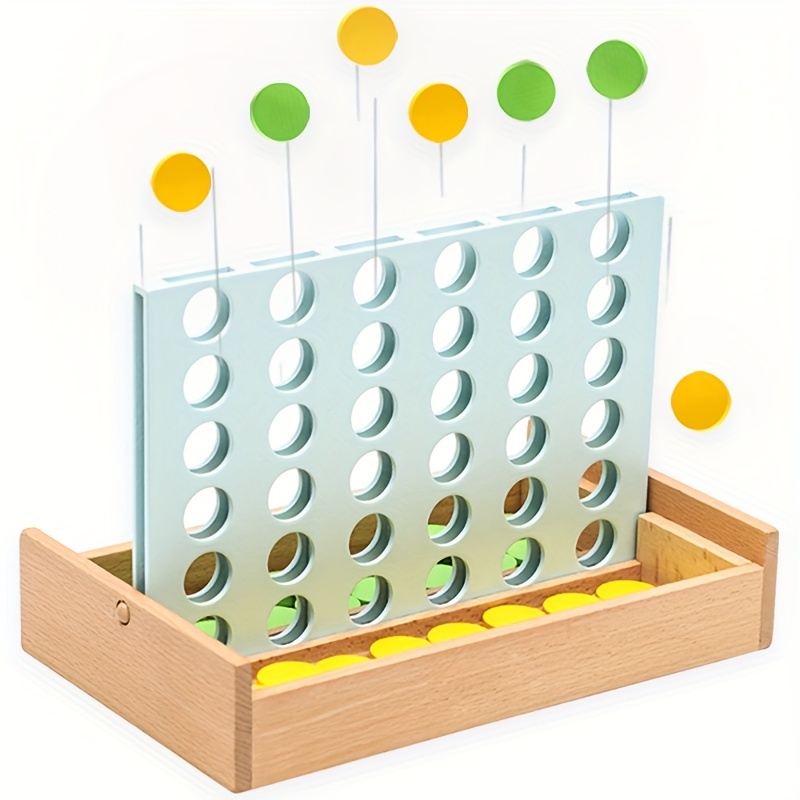Wooden Connect 4 Classic Grid, 4 In A Row Game, Strategy Family Board Games  For 2 Players, Suitable For Kids And Adults