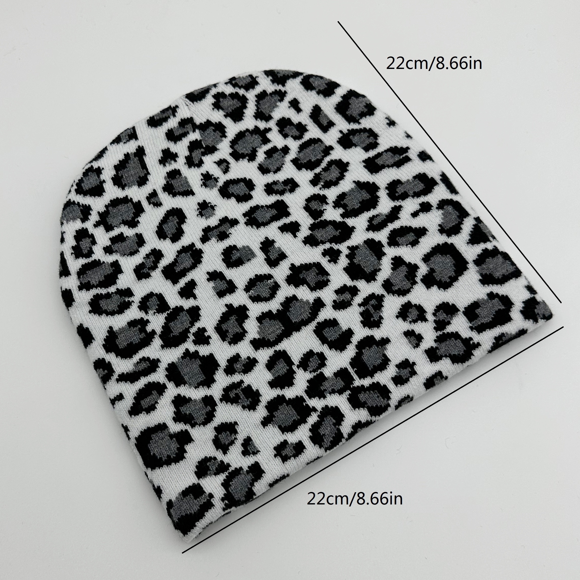 Leopard Spotted Animal Jacquard Knitted Hat Stretch Woolen Hat