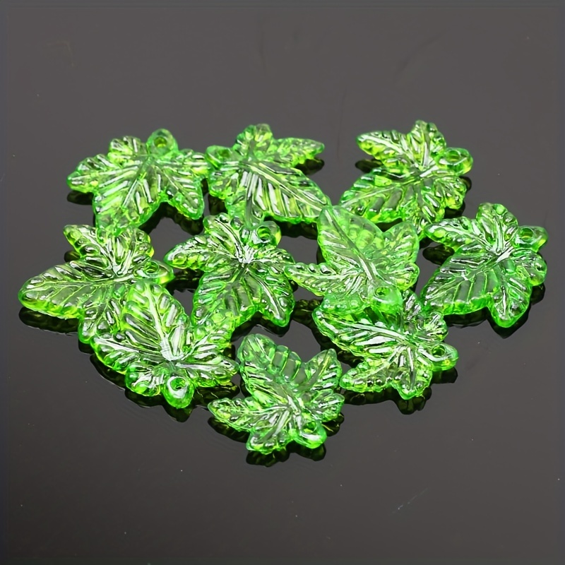 Glass Beads Green Transparent Gradient Leaf Beads Acrylic - Temu