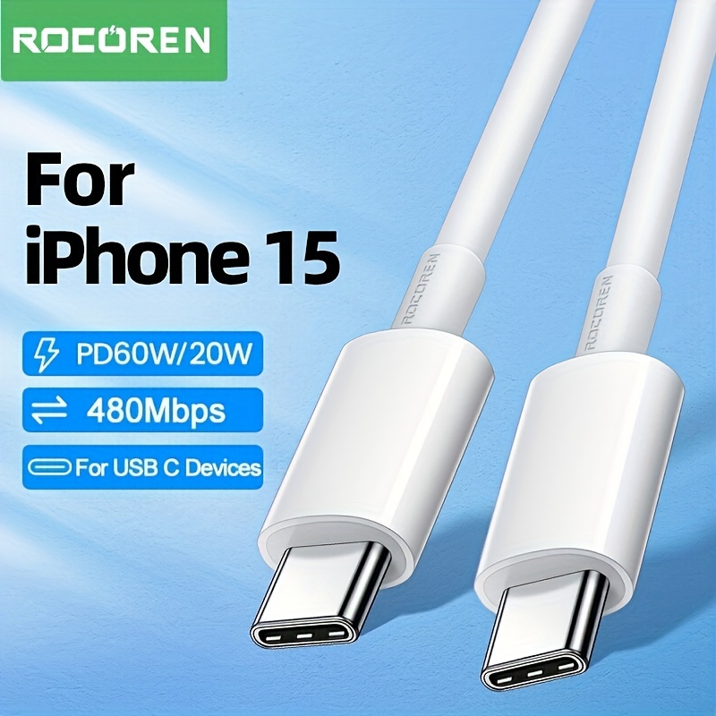  Cargador para iPhone 15, cargador USB C de 20 W con cable de  carga rápida USB C a C de 6.6 pies para iPhone 15 Pro/15 Pro Max/15 Plus,  iPad Pro