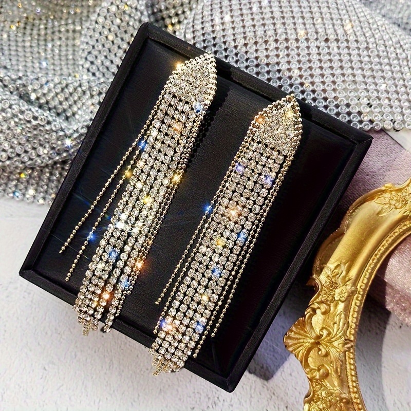 TEMU Pendientes Triangulares Geométricos de de Diamantes de , Pendientes Largos con Borlas para , Joyería Individual de Moda para y Mujeres