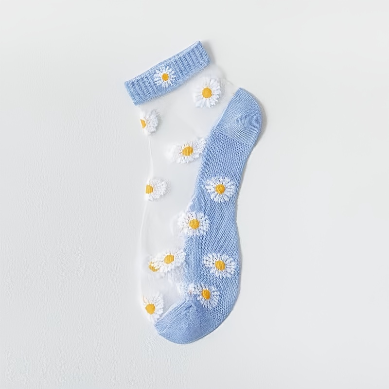 7 Pairs Wrinkled & Smiling Pattern Short Socks, Ultra-Thin & Snagging-proof Shallow Mesh Ankle Socks, Women's Stockings & Hosiery,Temu