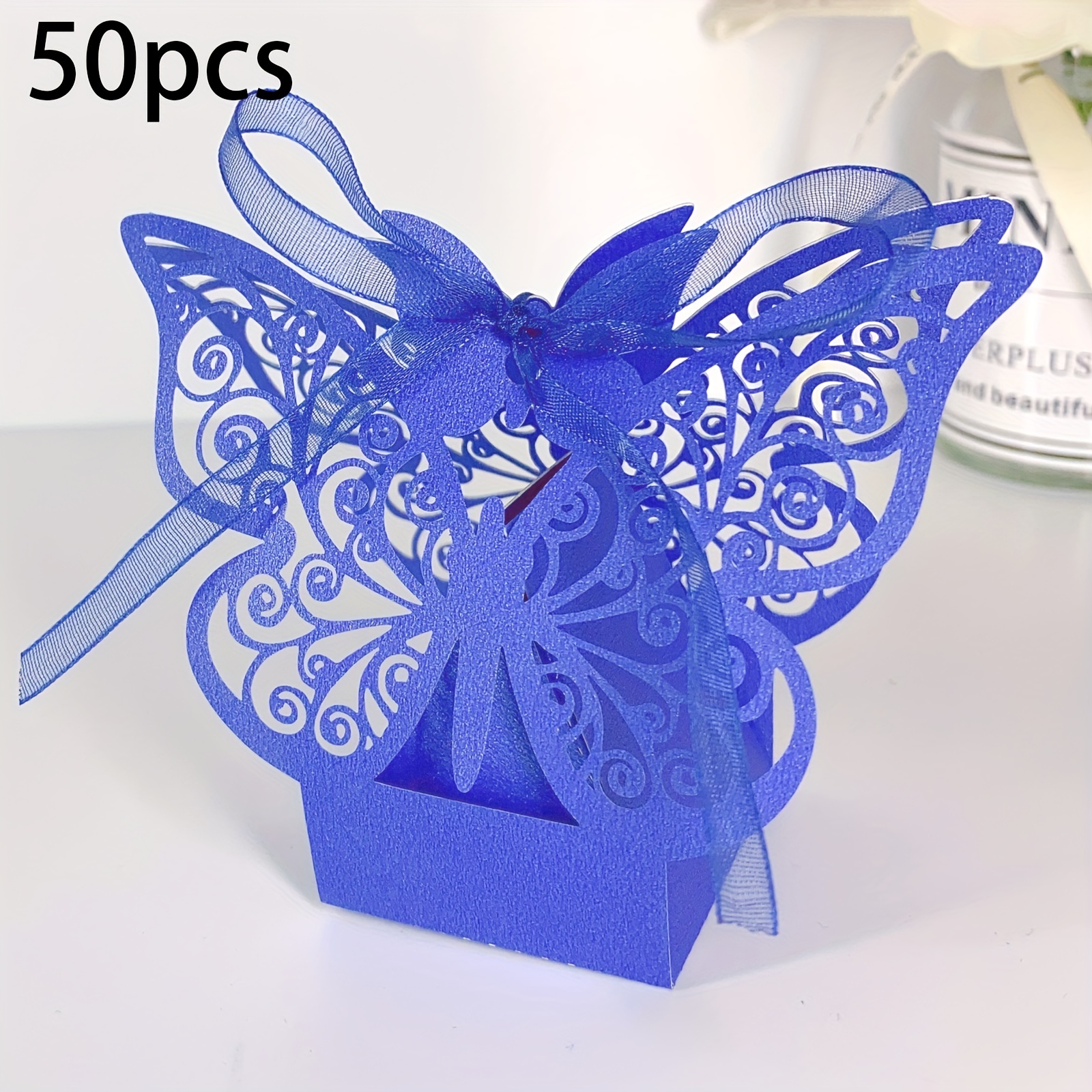50 cajas de recuerdo de mariposa de flores, cajas de regalo de boda  cortadas con láser para decoración de fiestas, bonitas cajas de regalo de