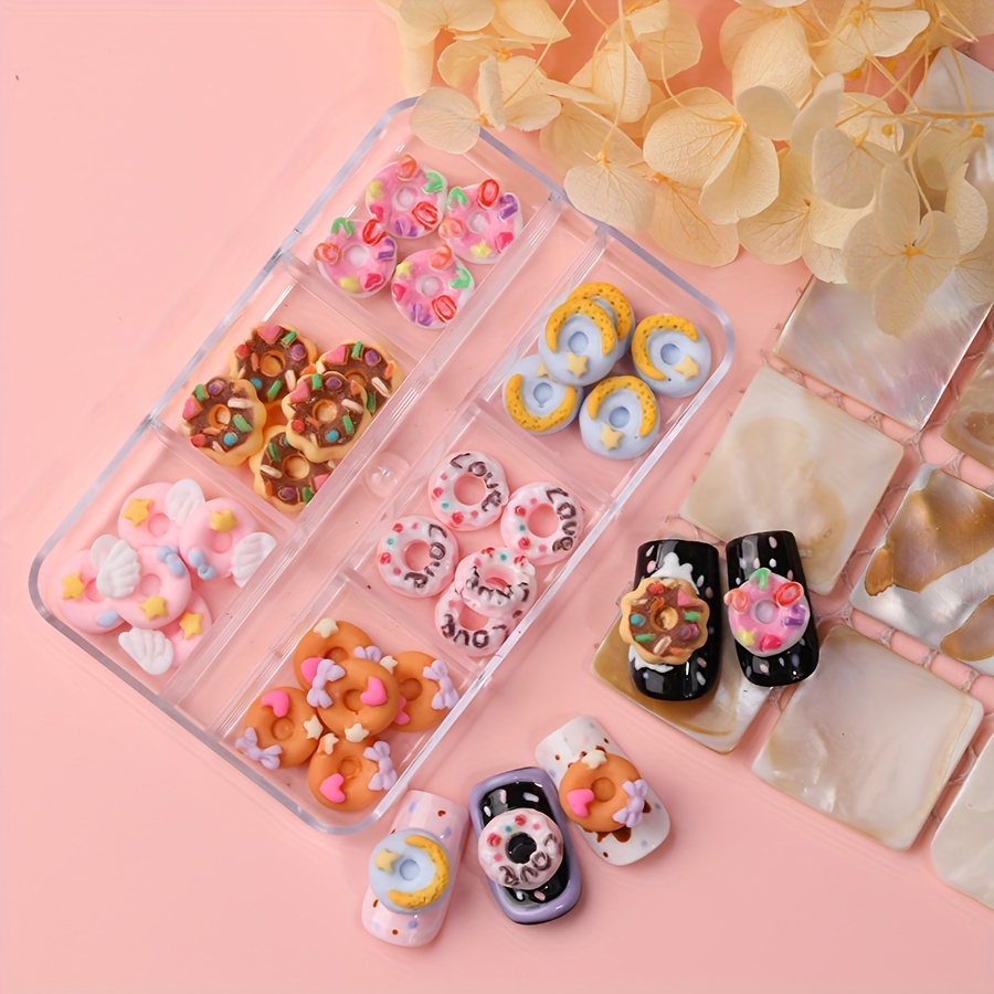 Resin Decoration 10 Pcs Donuts, Miniature Donuts Nail Charms