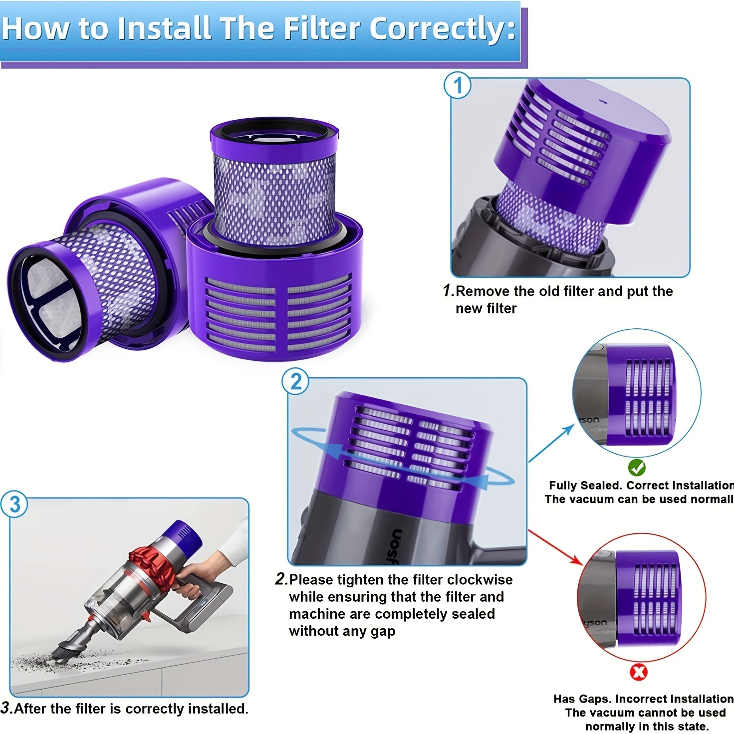 Filtre pour Dyson V10.4 pièces filtre de remplacement pour