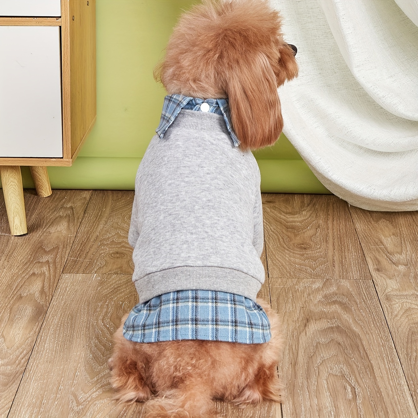 

1pc Pet Clothes, Dog Shirt, Puppy Sweatshirt, Fake 2 Fleece Plaid Pullover For Dogs
