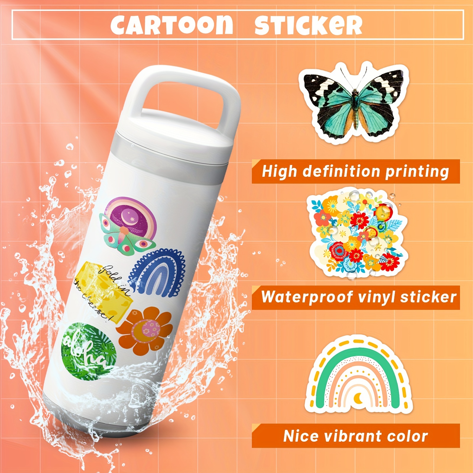 100 PCS Boho Stickers For Waterbottles, Aesthetic Sticker Pack