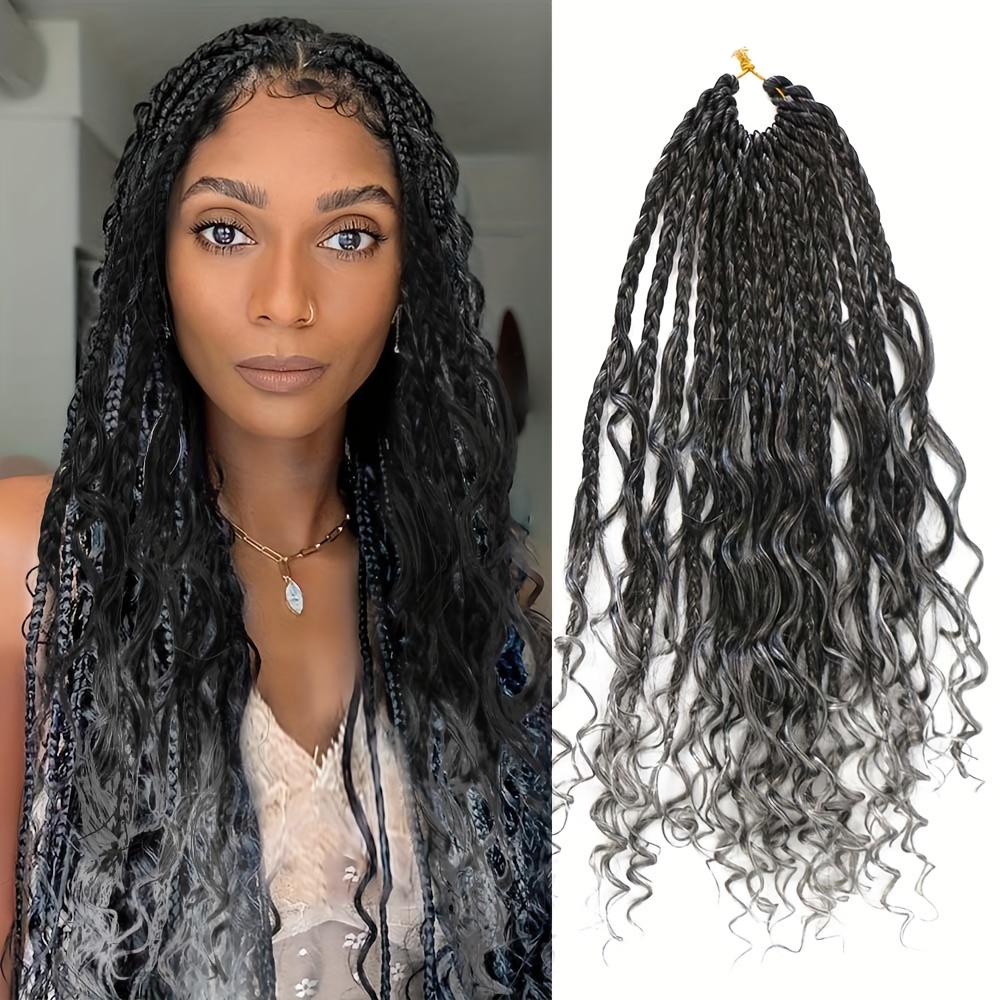 7 Packs Goddess Box Braids Crochet Hair 18 Inch Crochet Braids with Curly  Ends Bohemian Crochet Hair Hair for Black Women (18 Inch 7 Packs, T27#)