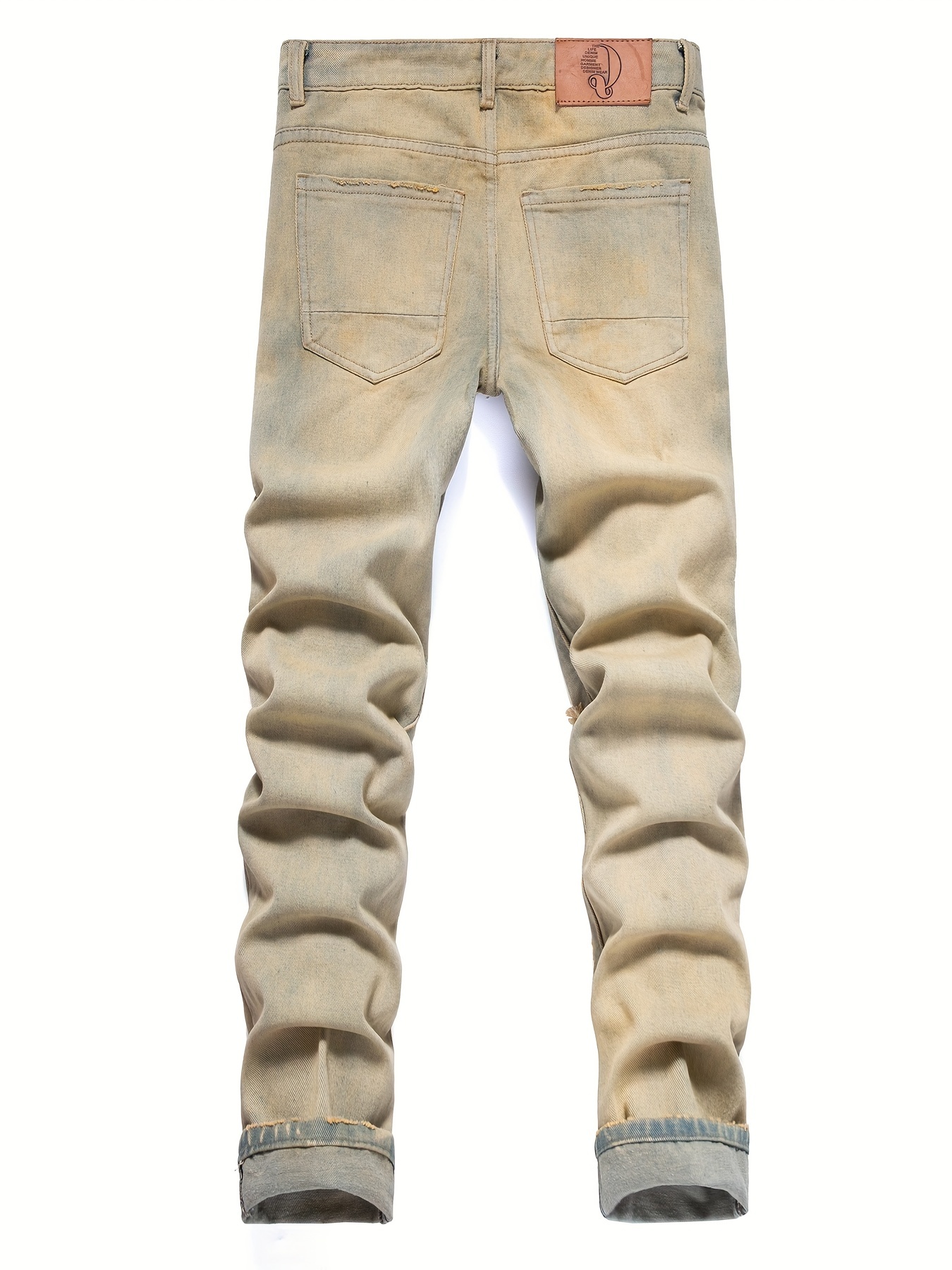 Y2k Vintage Ripped Jeans, Men's Casual Street Style Distressed Denim Pants