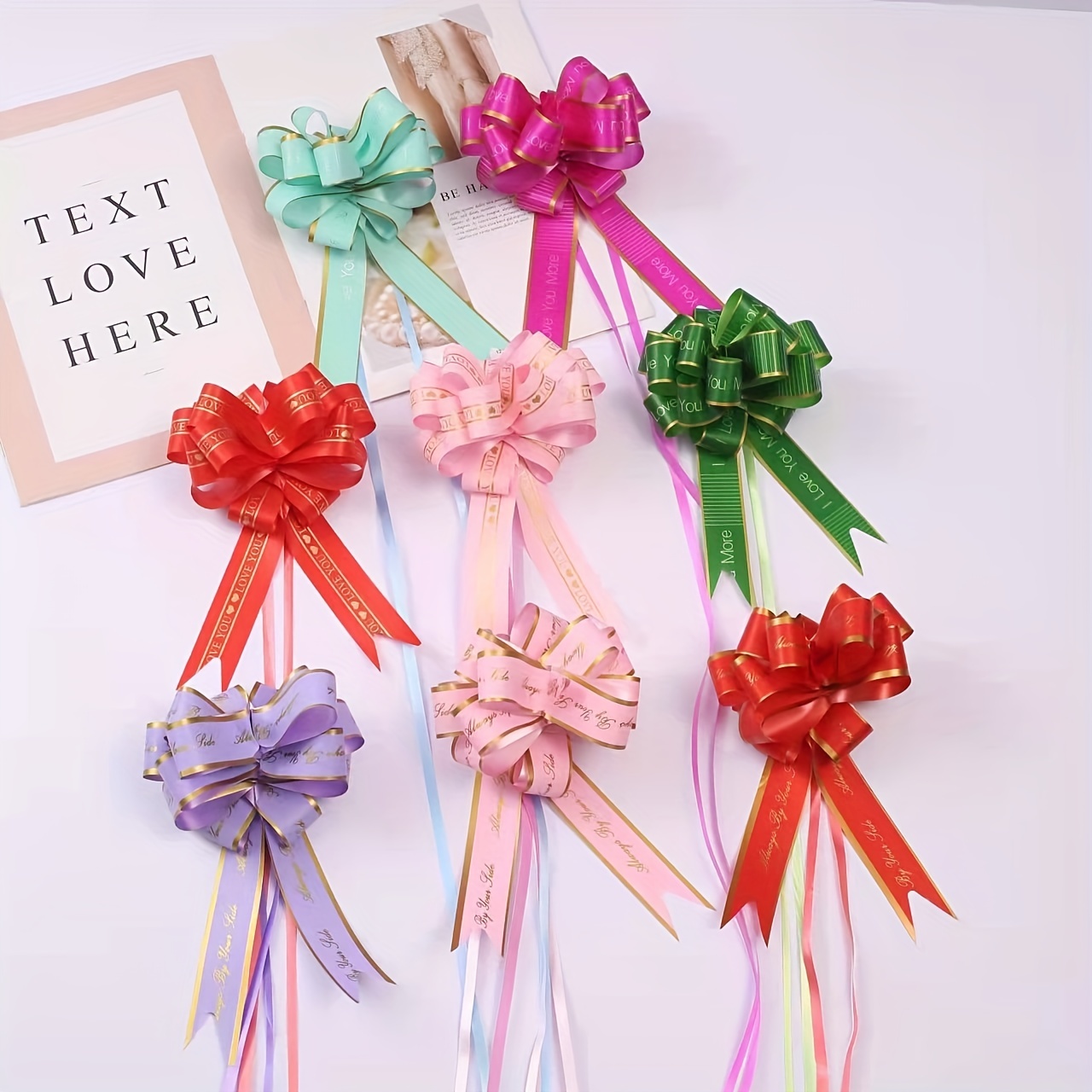 Christmas Pull Bows for Presents - 5'' Wide Gift Wrapping Bows with Ribbon  for Xmas Decoration - 10 PCS Set