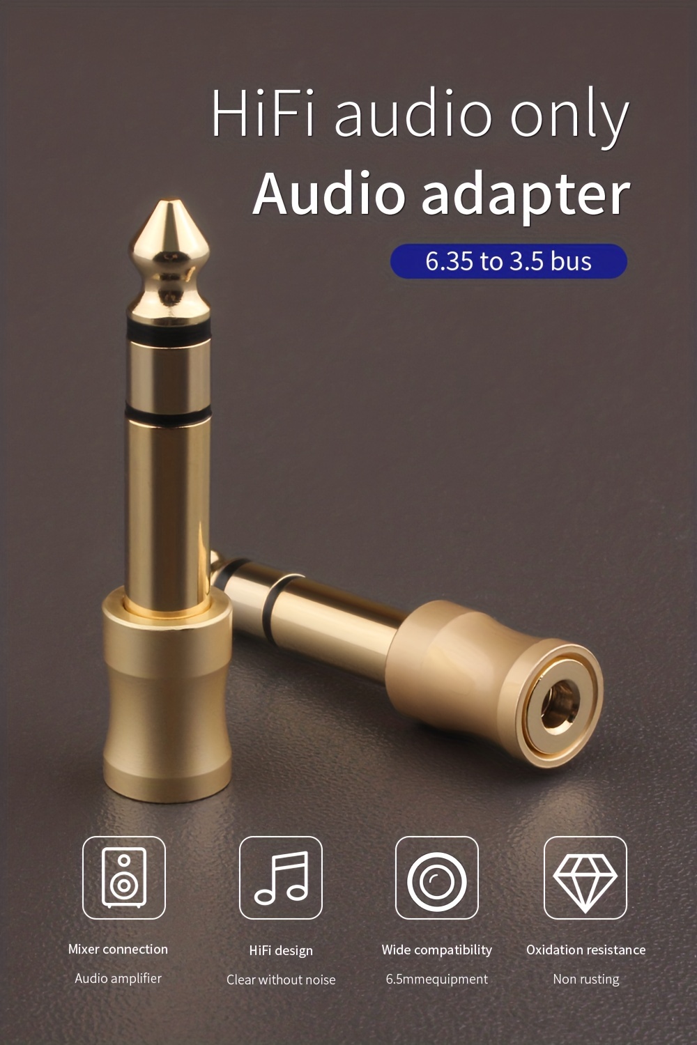 Adaptateur Jack 6.35 mm Mâle vers 3.5 mm Femelle, Casque Prise Adaptateur  Audio Connecteur Stéréo Headphone