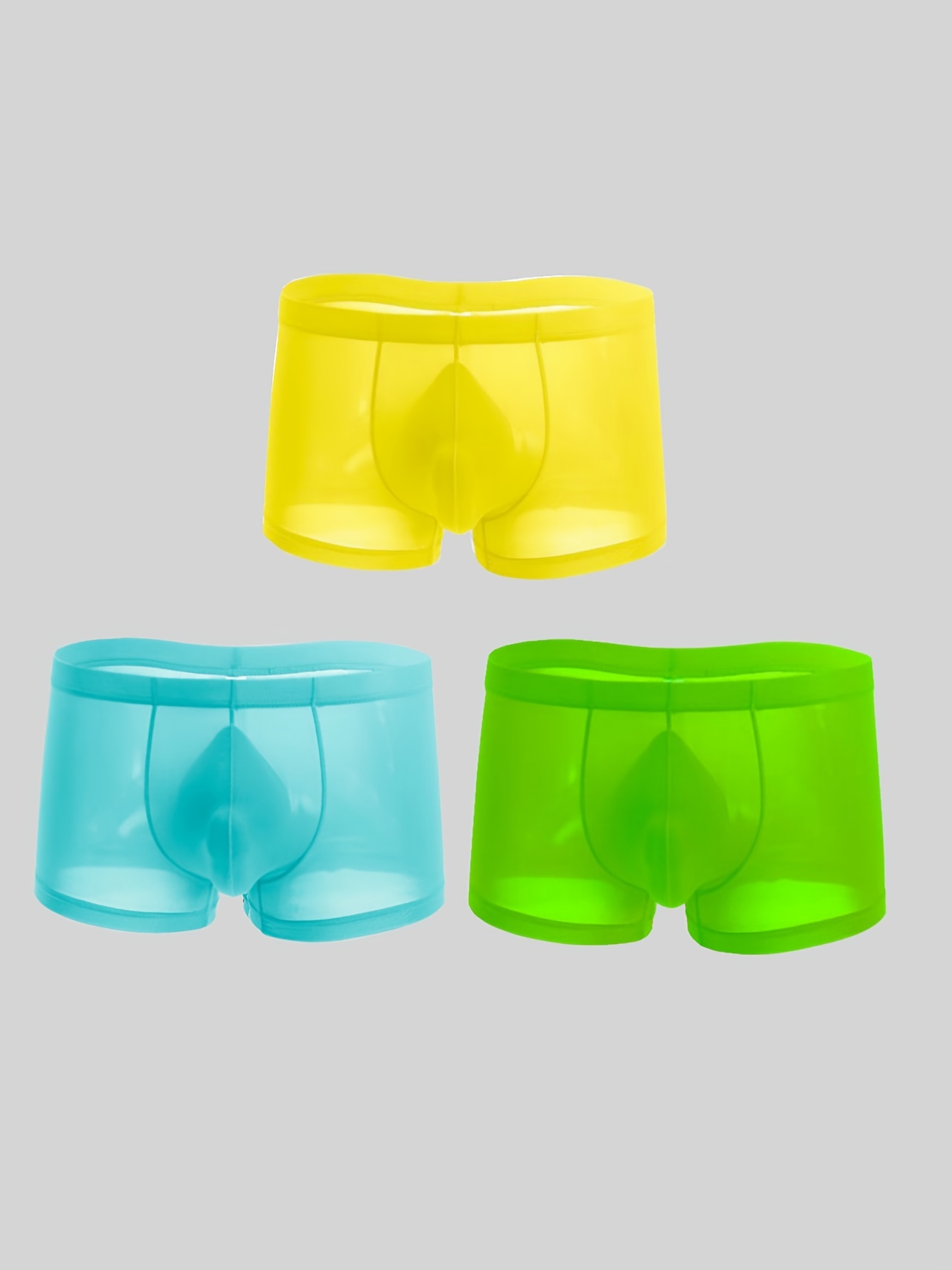 3pcs Mens Ice Silk Boxers Briefs Penis Pouch Soft Comfy Underwear