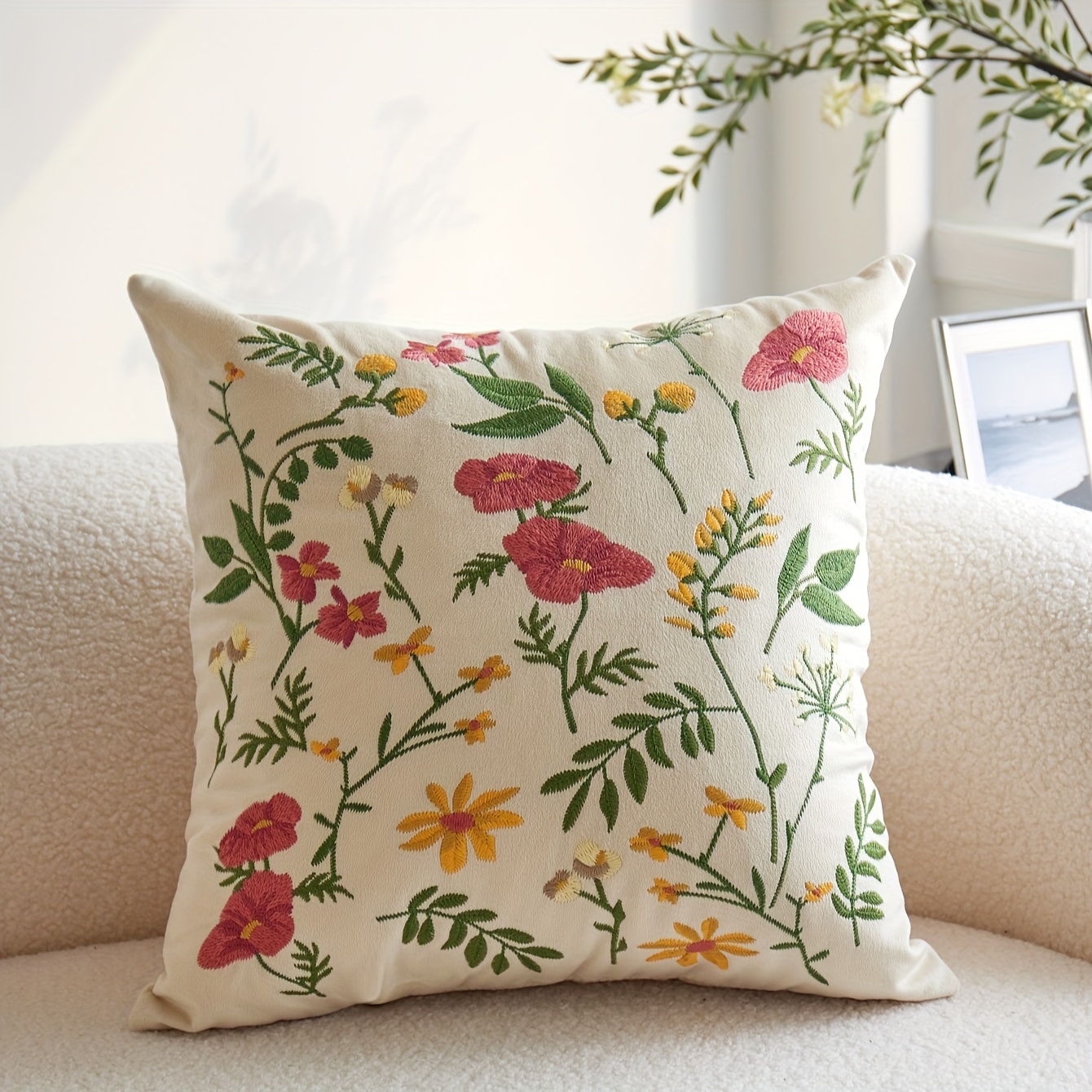 E-shop Flanell-Kissenbezug mit 3D-Blumenstickerei für Pendler in allen Jahreszeiten, .,