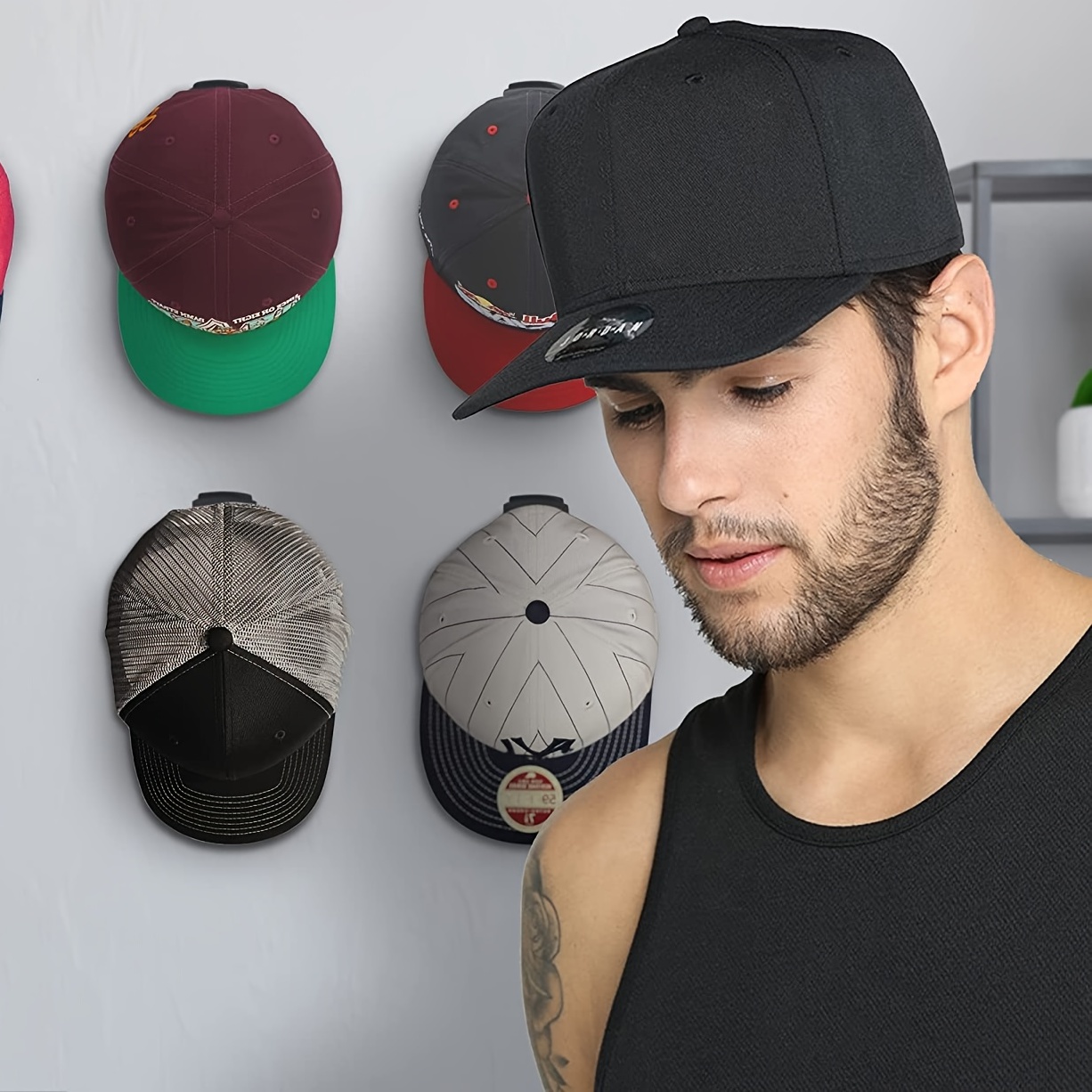 Adhesive Hat Hooks For Wall - Minimalist Hat Rack - Strong Hold Hat Hangers