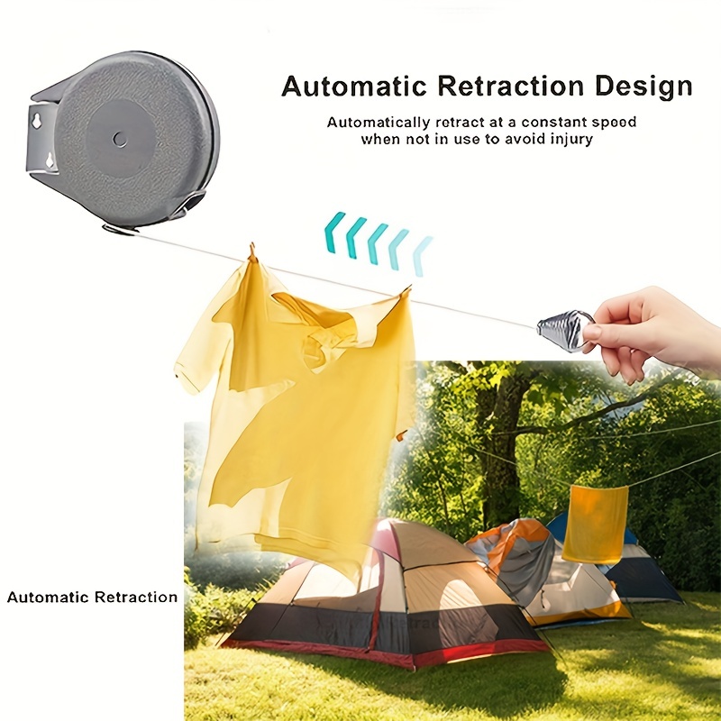 1pc Retractable Clothesline Portable Heavy Duty Washing Line Pvc Retracting Clothes  Line Outdoor Camping Windproof Hanging Clothesline, Free Shipping On Items  Shipped From Temu