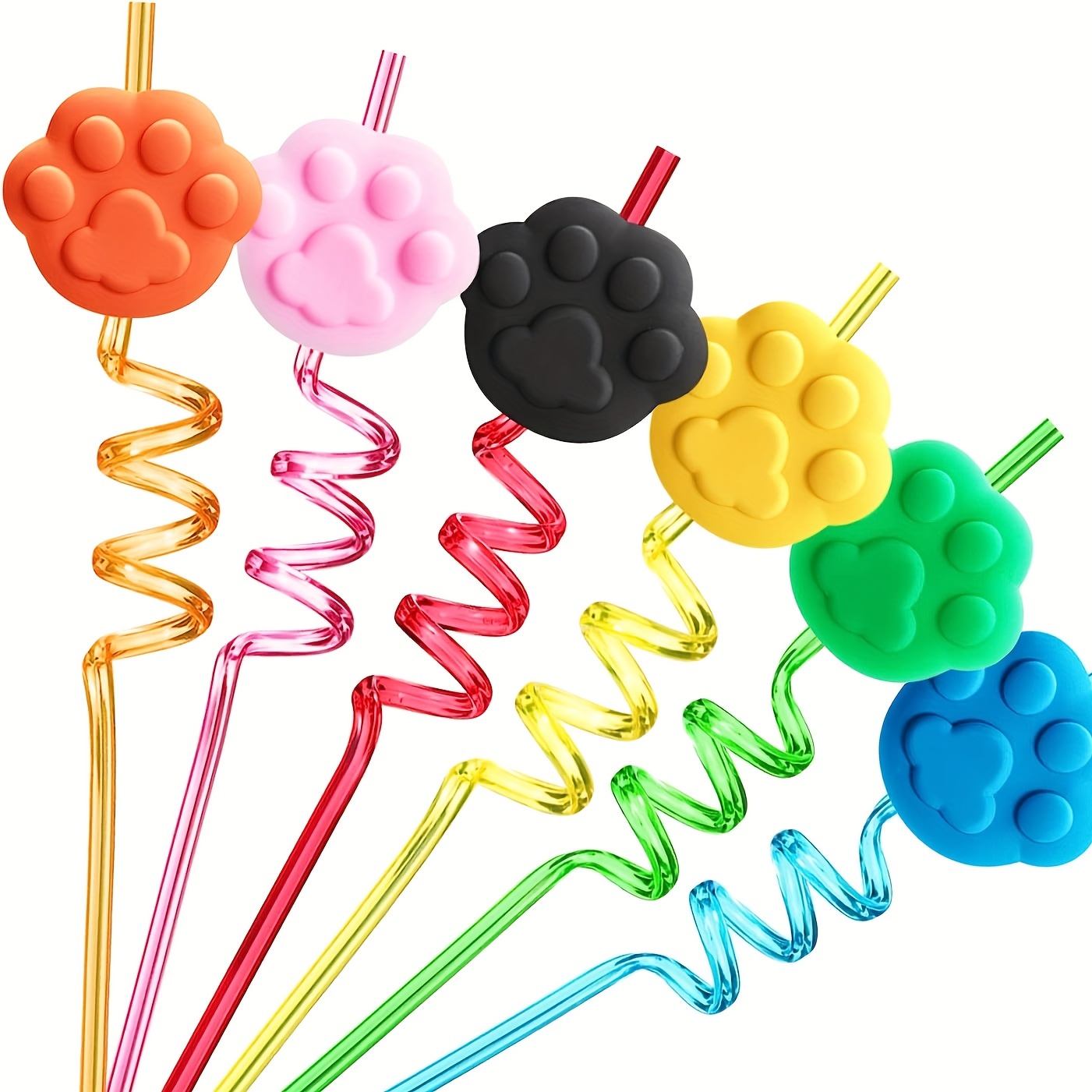 

4pcs Dog Paw Print Drinking Straws Patrol Theme Party Straws For Pet Dog Puppy Pals Cat Birthday Party Supplies Decorations Favors Favors Gifts