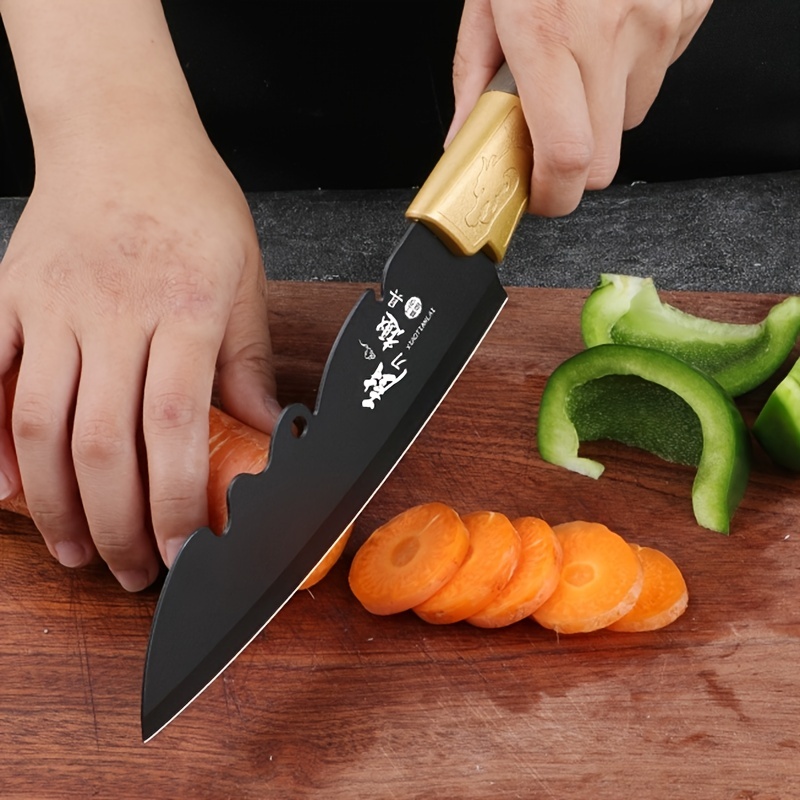 Black Blade Kitchen Knife Sharp Meat Slicer Knife Cutting - Temu