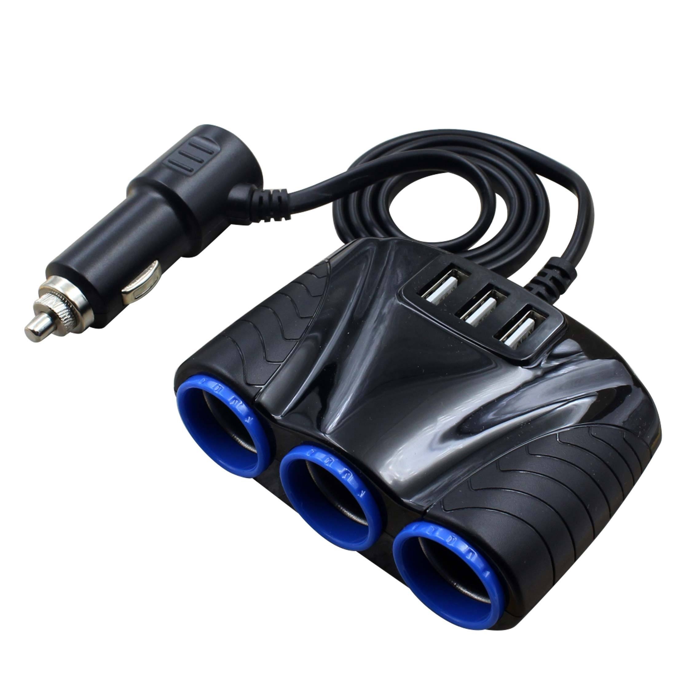 Auto Sockets Car Cigarette Lighter Adapter 12V/24V 120W Splitter Lighter 5V  3.1A Output Power 3 USB Car Charger Ports