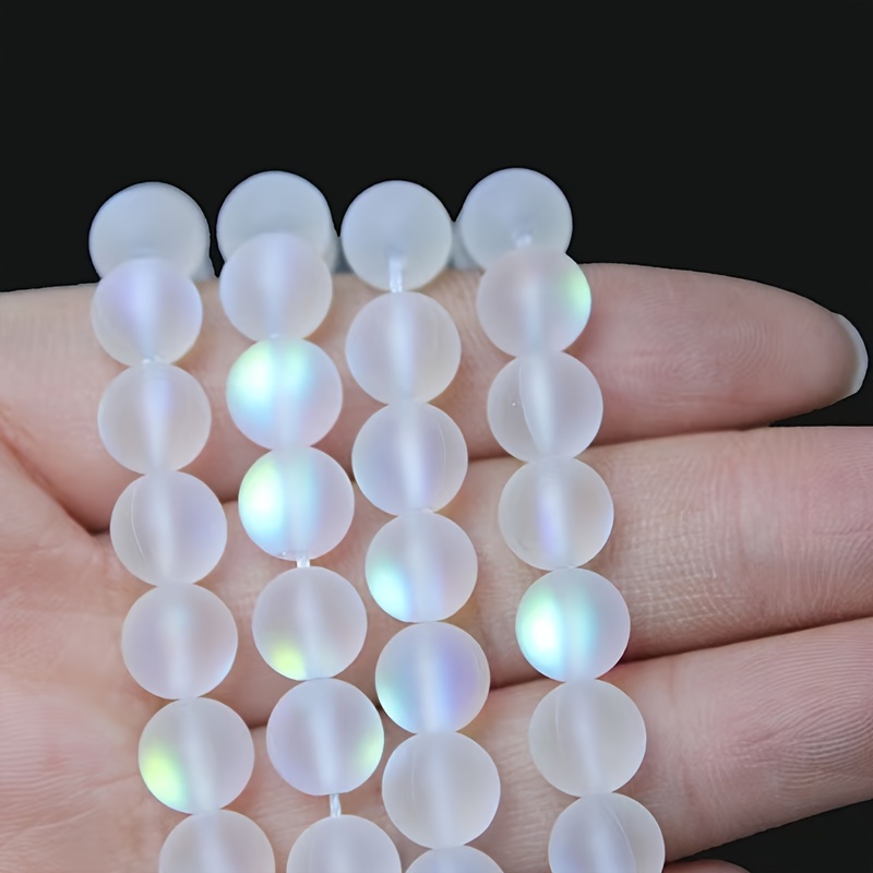 Optimized White Frosted Glitter Glazed Moonstone Beads - Temu