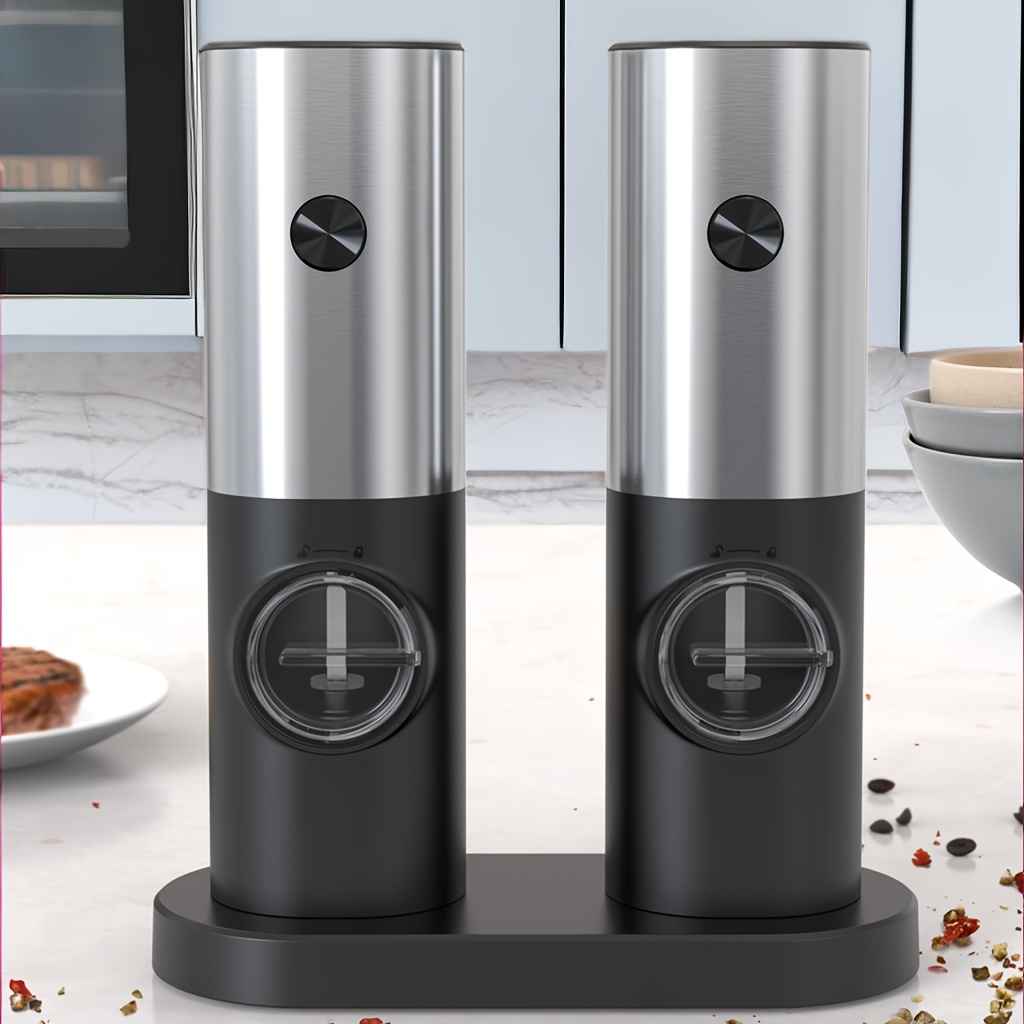 Electric Salt And Pepper Grinder Set Battery Operated,Auto Pepper Mill  Grinder Refillable, Adjustable Coarseness