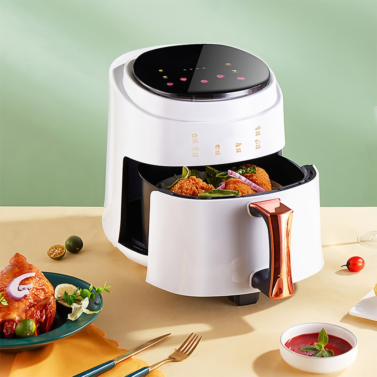 1pc Air Fryer Oven Combo, 5.7QT Large Cooker With 8 One-Touch Savable  Custom Functions, Nonstick And Dishwasher-Safe Detachable Square Basket  With Window, Electric Air Fryers With Temperature Control