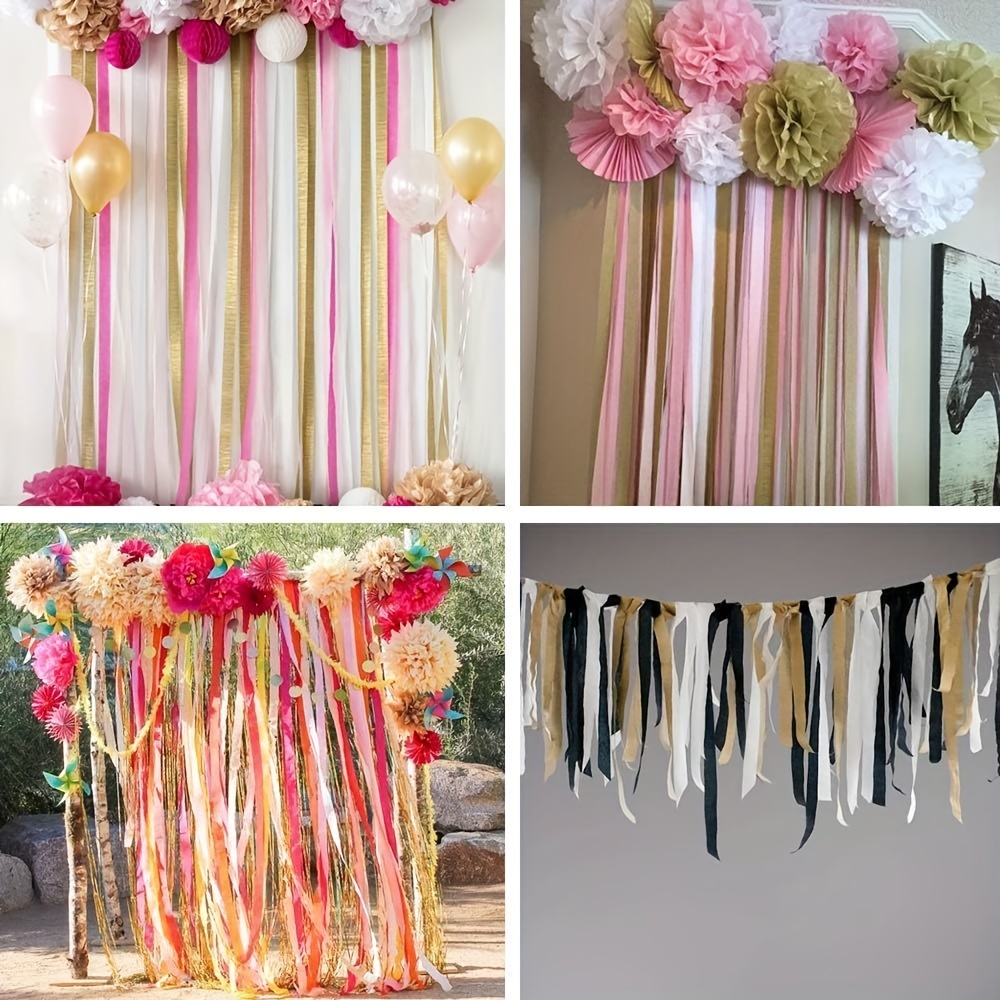 6 rolls, Black Crepe Paper Streamers for Vibrant Party Decorations -  Perfect for Birthdays, Weddings, and More!