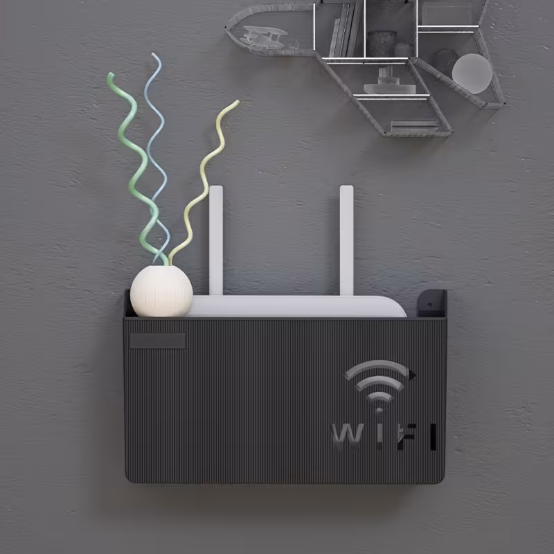 wireless router holder no drill wall mount storage box polished multi purpose organizer for home office utility hooks Product details 0
