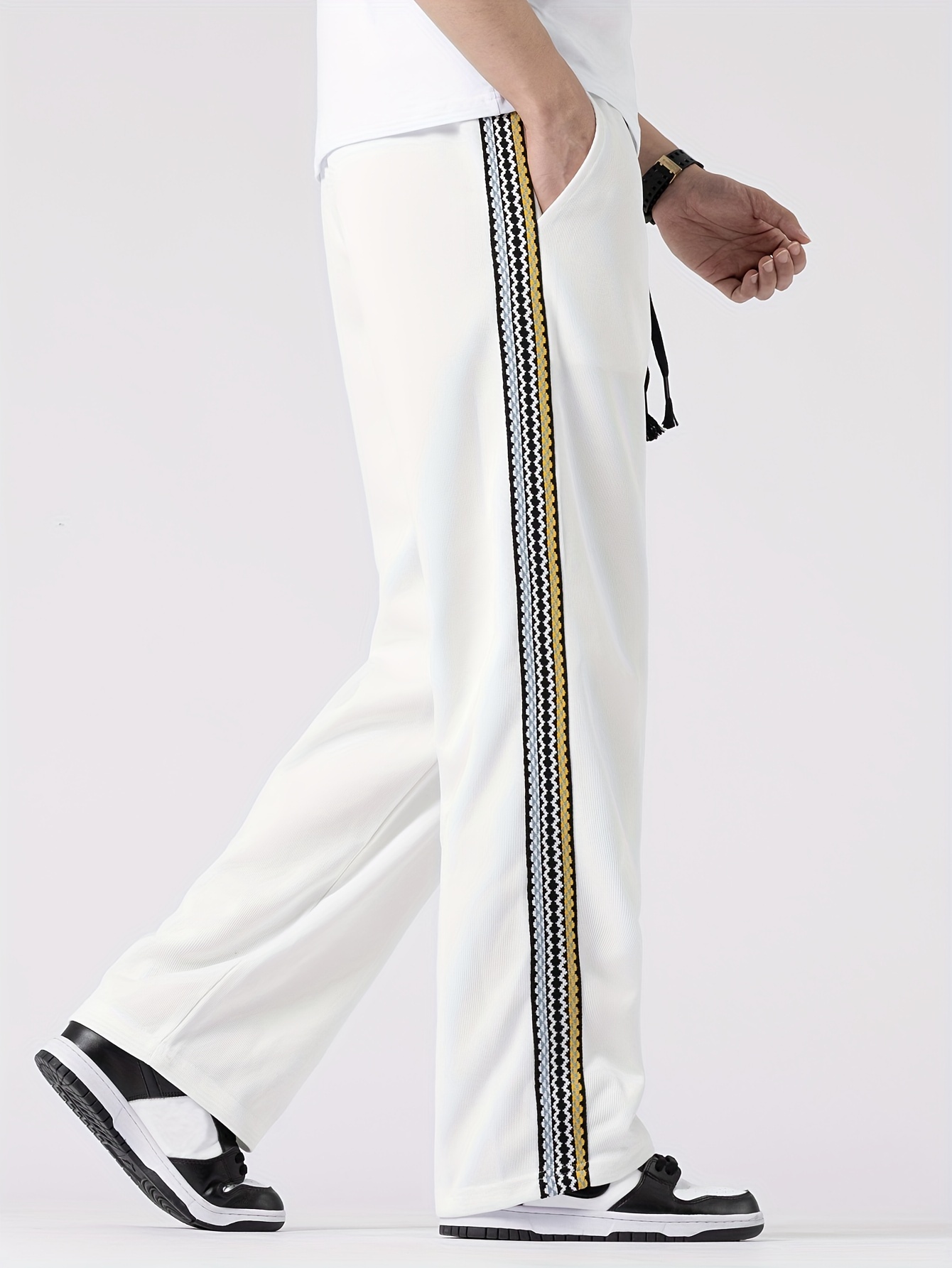 White side hot sale stripe joggers